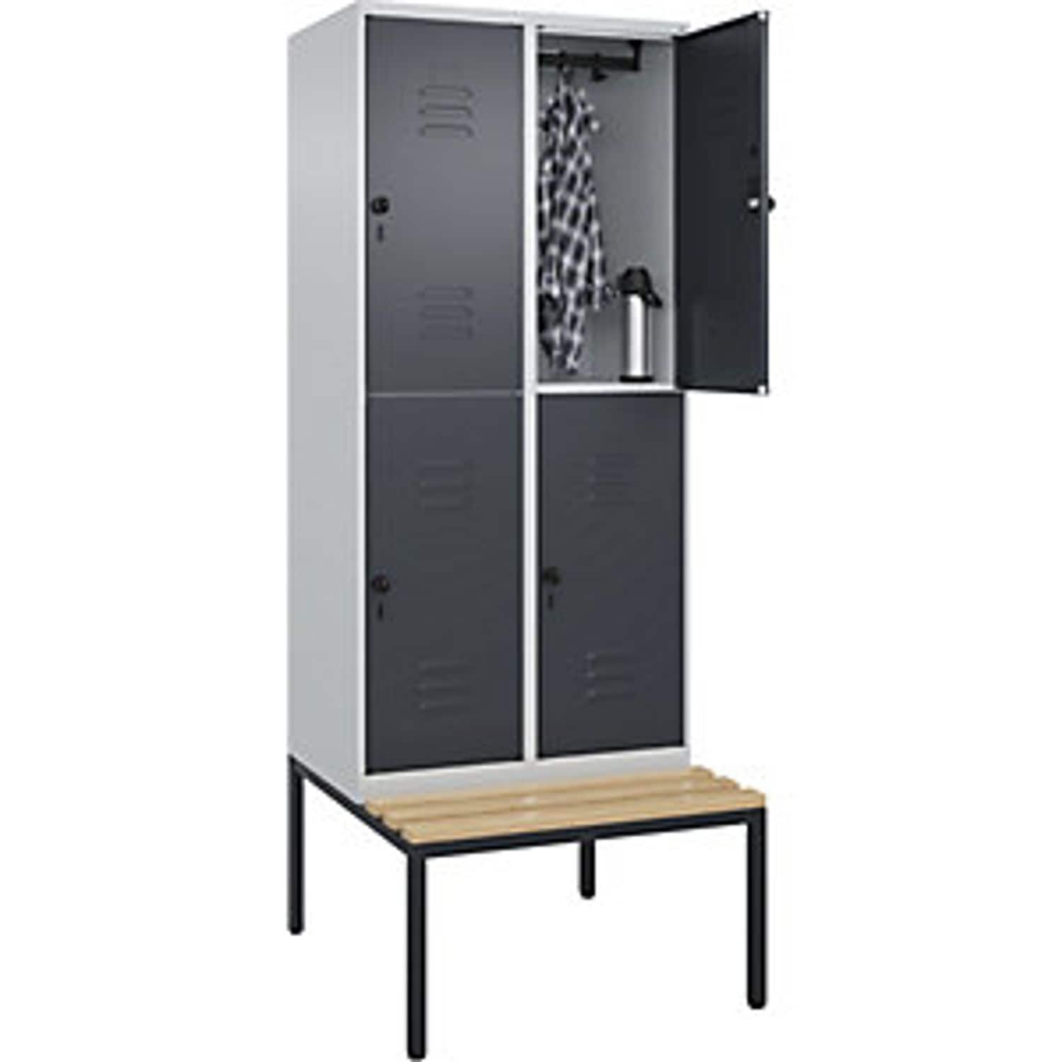 EUROKRAFTpro Classic Plus 3-fold Compartment Locker 3 Compartments Light Grey/li