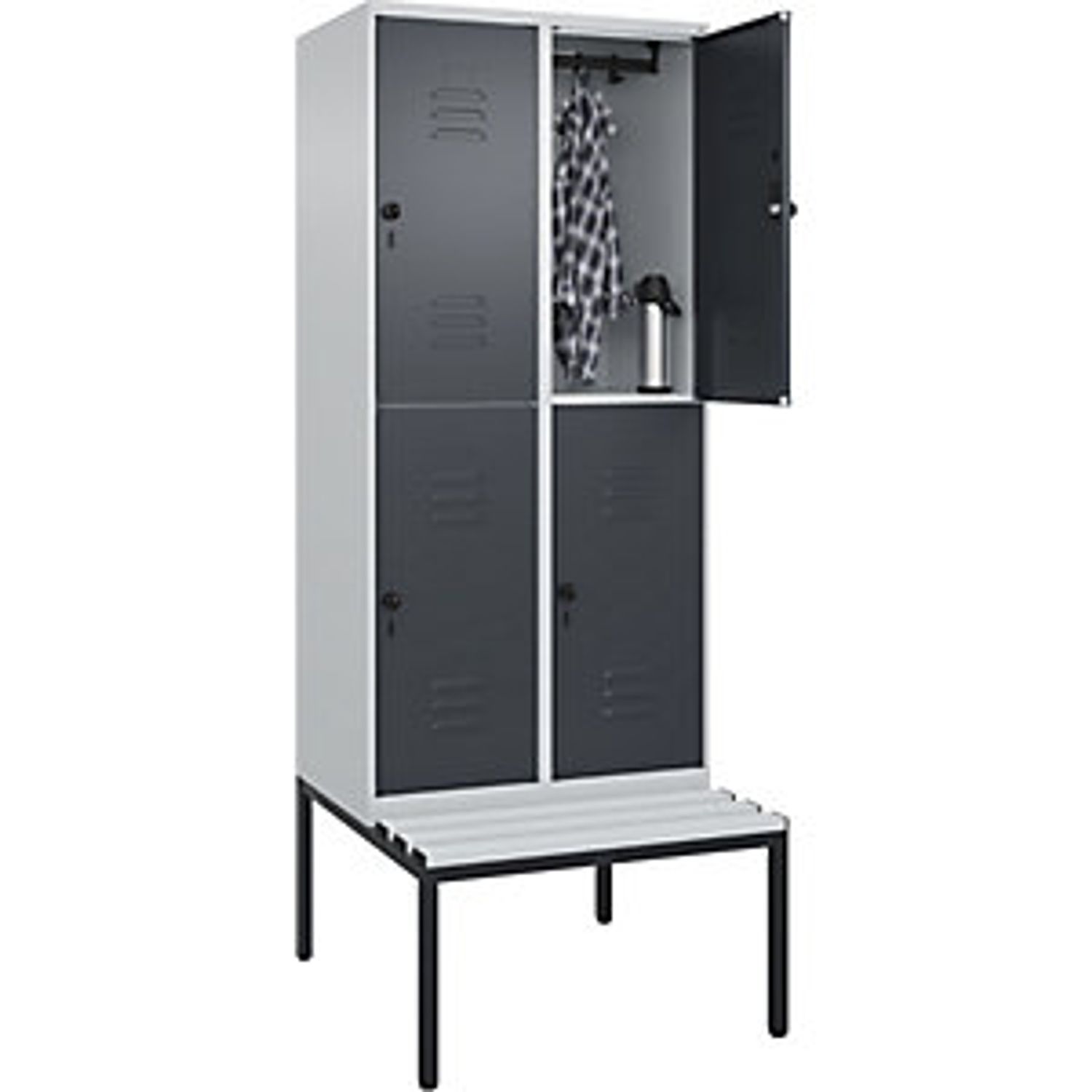 EUROKRAFTpro Classic Plus Bench Seat Z Locker 3 Compartments Light Grey/gentian