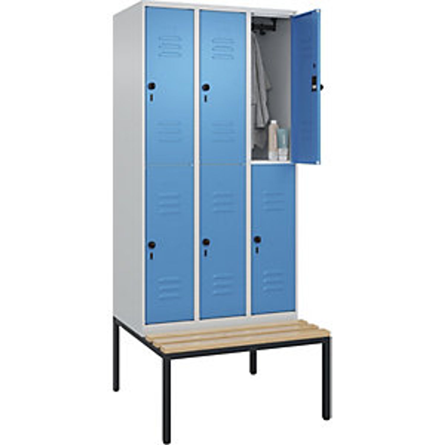 EUROKRAFTpro Evolo Plus Bench Seat Z Locker 2 Compartments Light Grey/light Blue