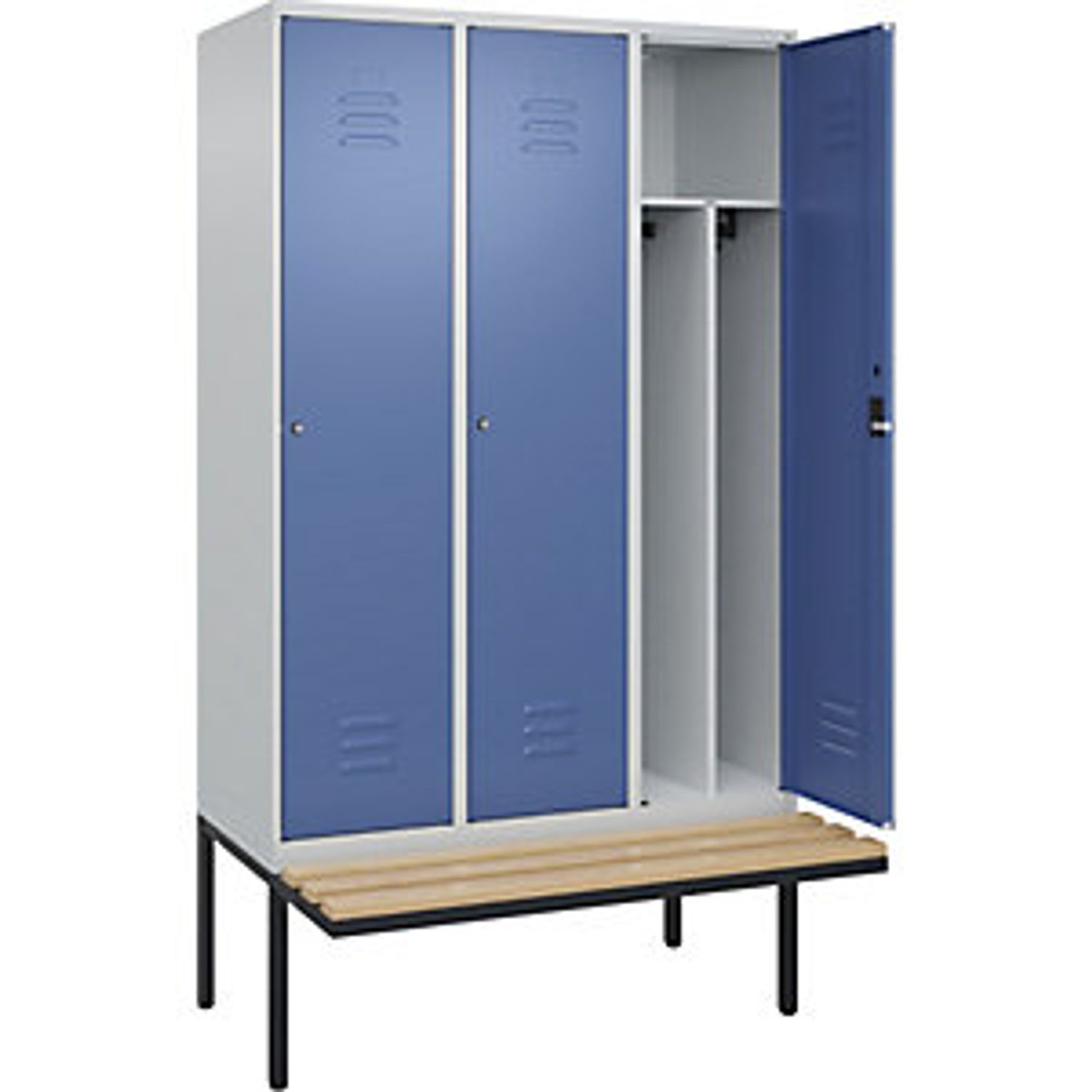 EUROKRAFTpro Classic Plus Clean and Dirty Bench Seat Clothes Locker Narrow 3 Com