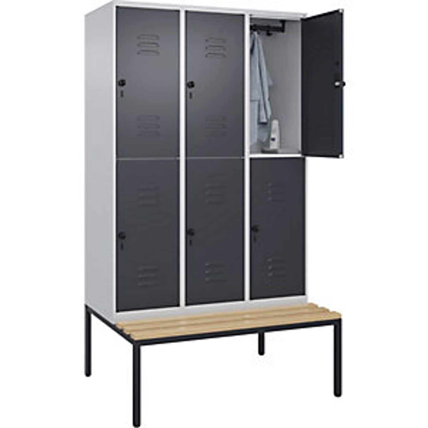 EUROKRAFTpro Evolo Plus Bench Seat Z Locker 3 Compartments Light Grey/light Blue