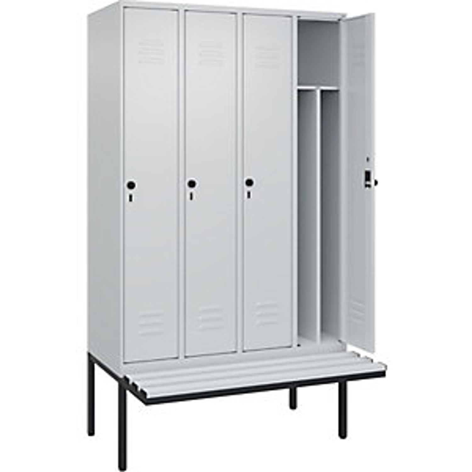 EUROKRAFTpro Classic Plus 4-fold Compartment Locker 3 Compartments Light Grey/ge
