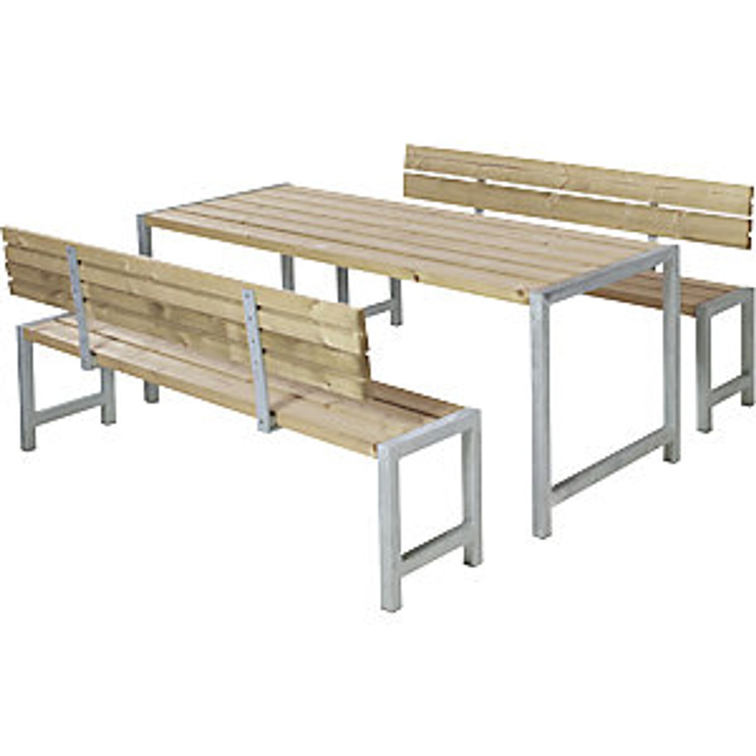 EUROKRAFTpro Bench Set Certified Pine Wood Brown with Back Rest