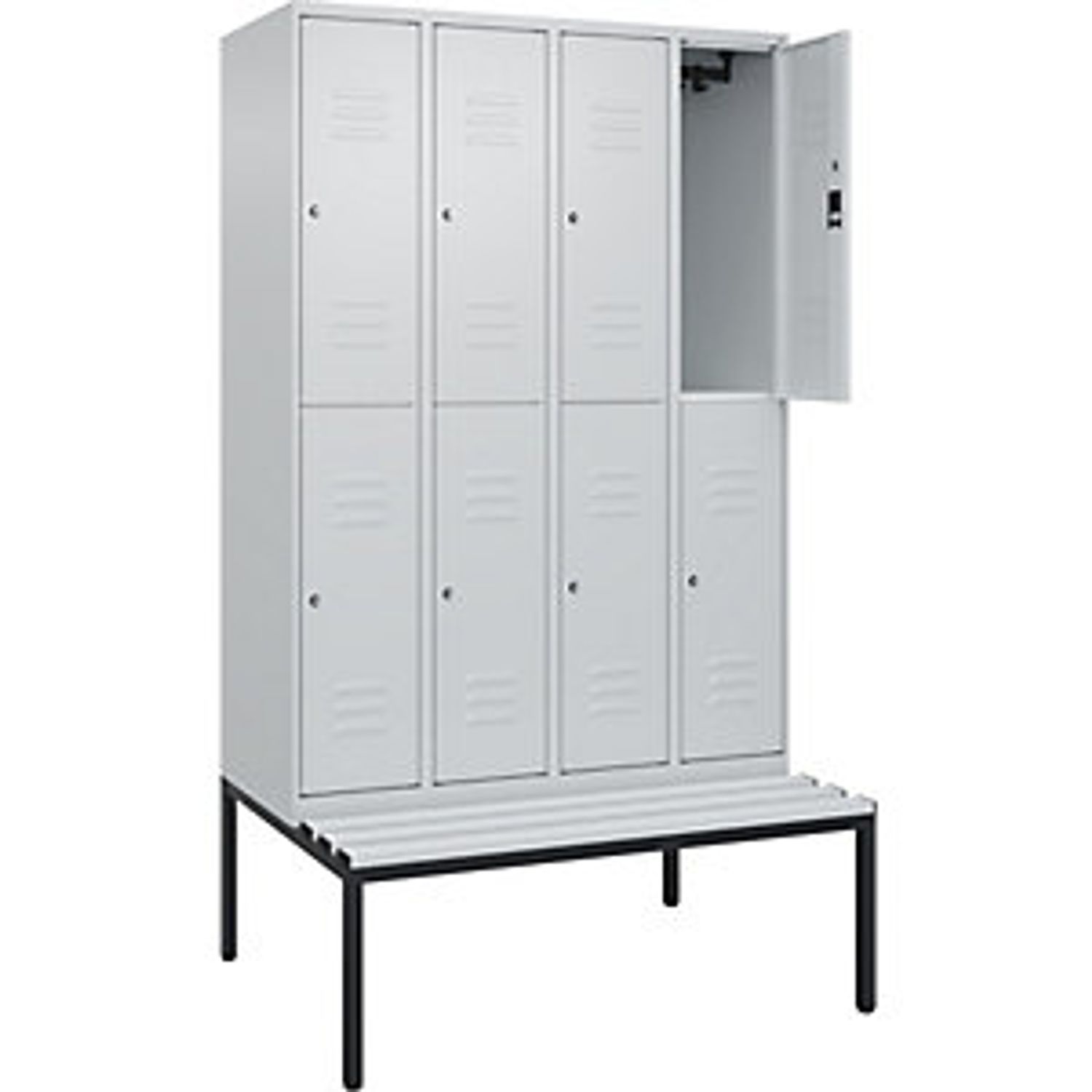 EUROKRAFTpro Classic Plus Bench Seat Double Deck Clothes Locker 4 Compartments L