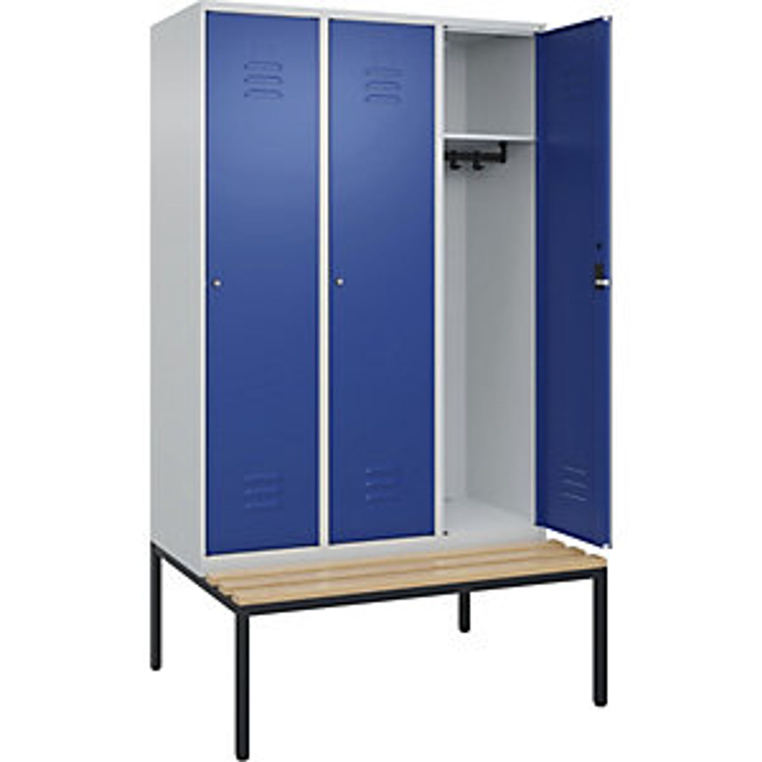 EUROKRAFTpro Classic Plus Bench Seat Double Deck Clothes Locker 4 Compartments L