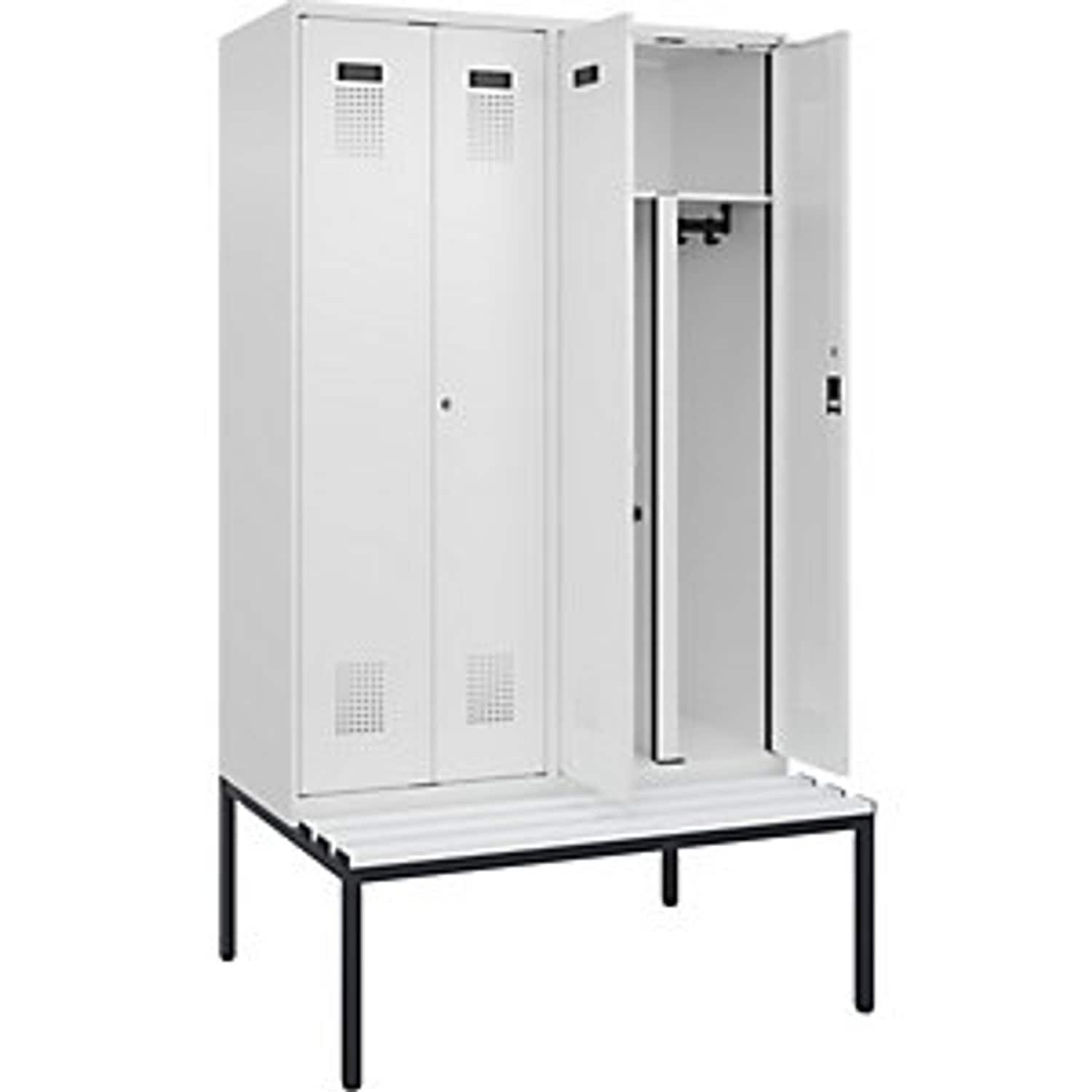 EUROKRAFTpro Evolo Plus Bench Seat Double Deck Clothes Locker 2 Compartments Whi