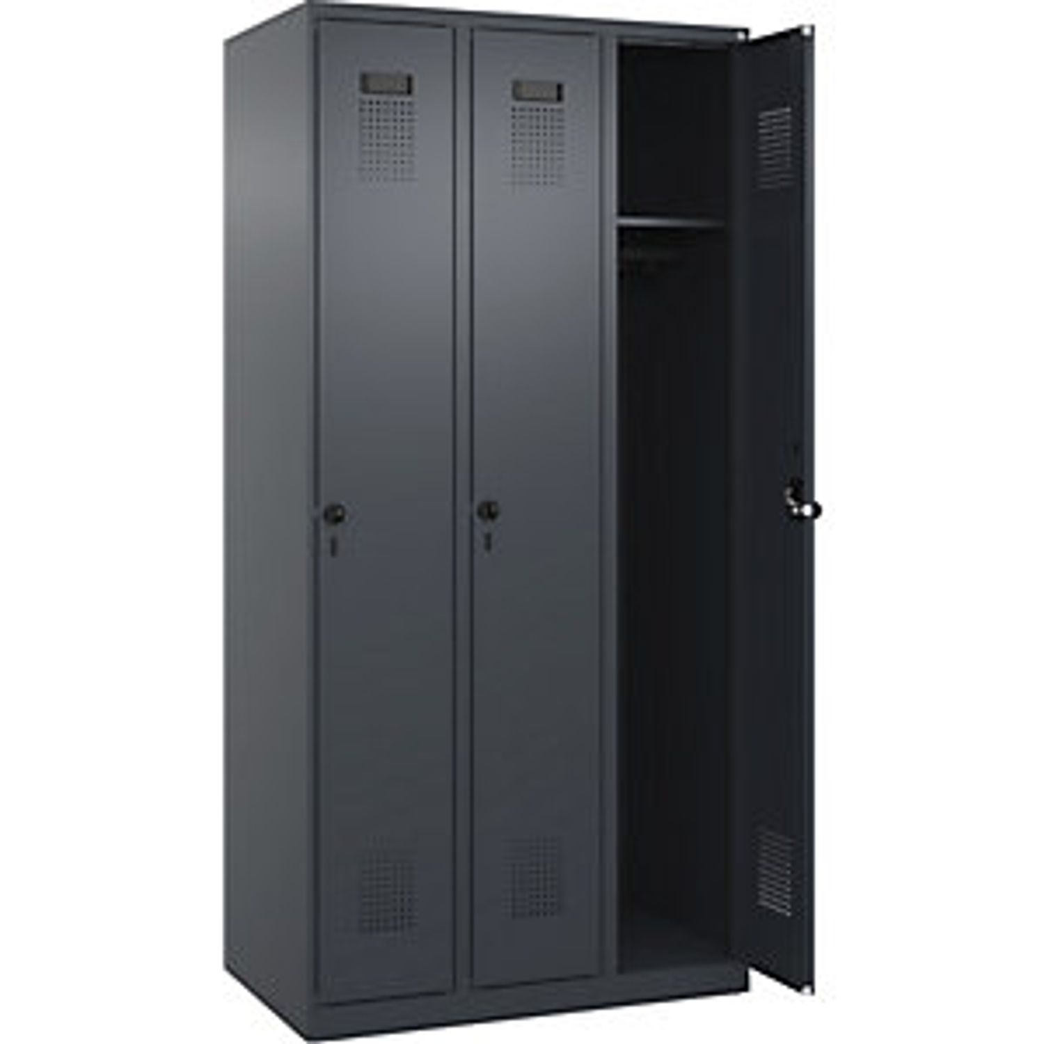 EUROKRAFTpro Evolo Plus Locker 3 Compartments Traffic White W 1200mm with Floor