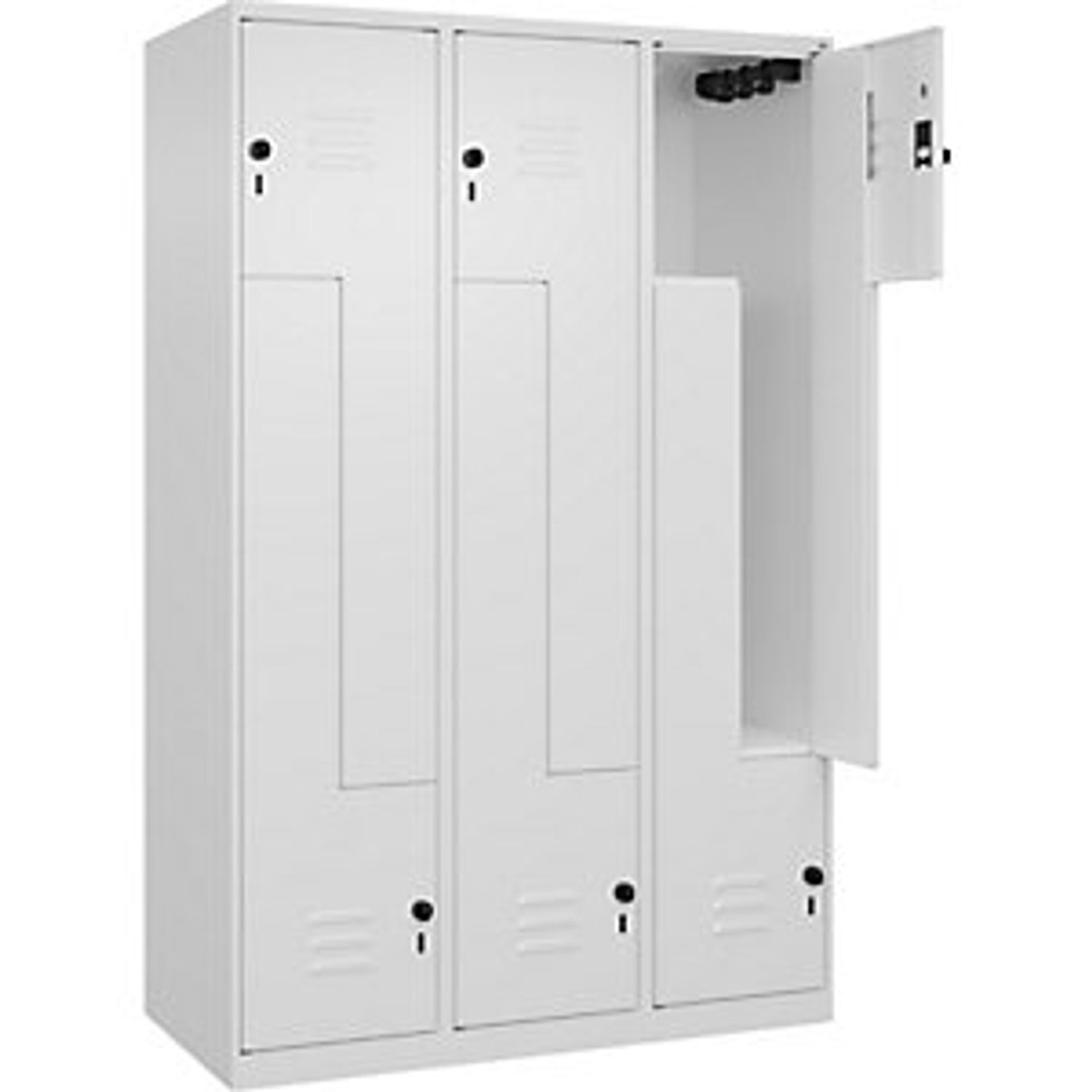 EUROKRAFTpro Classic Plus Z Locker 3 Compartments Traffic White W 1200mm with Fl