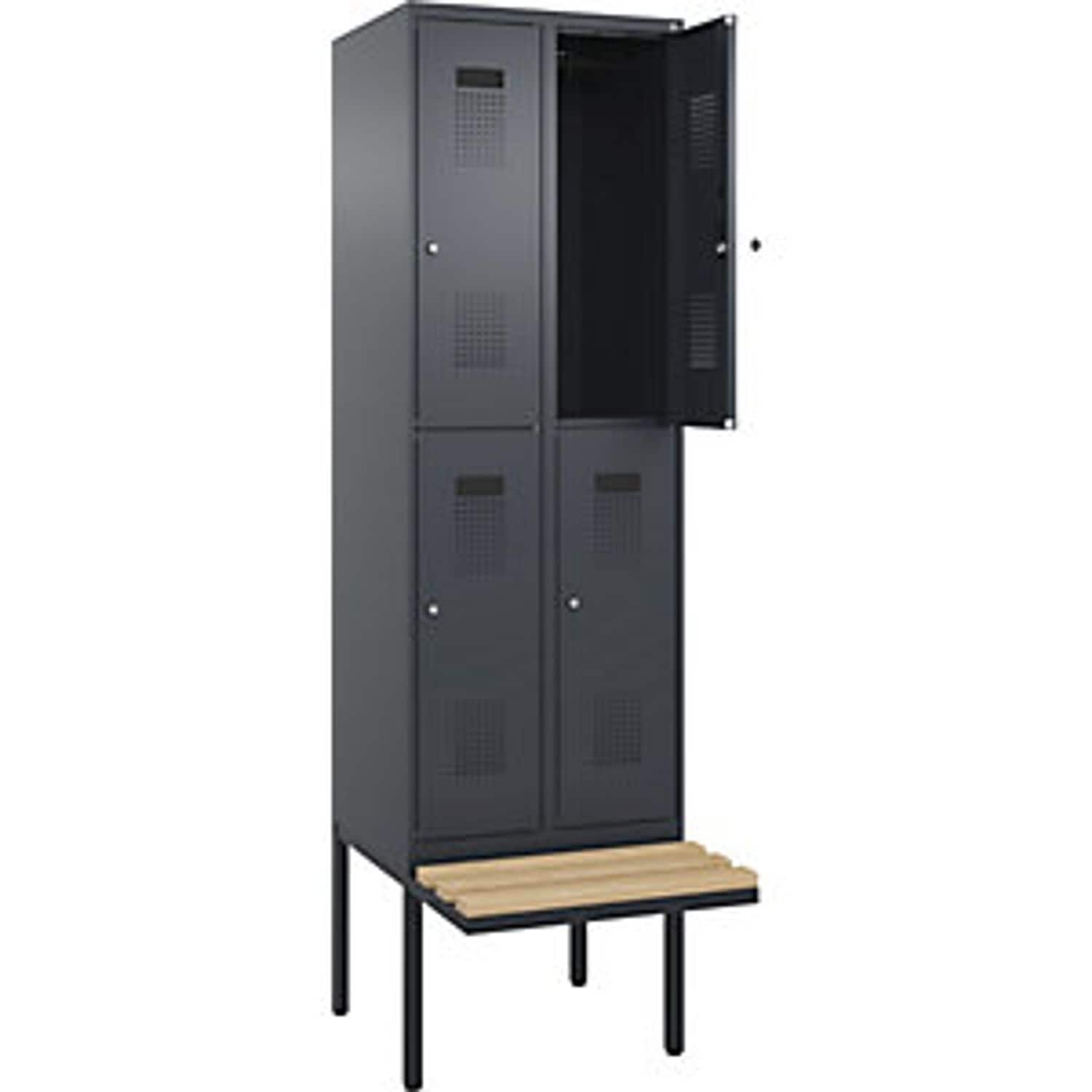 EUROKRAFTpro Evolo Plus Bench Seat Double Deck Clothes Locker 3 Compartments Lig