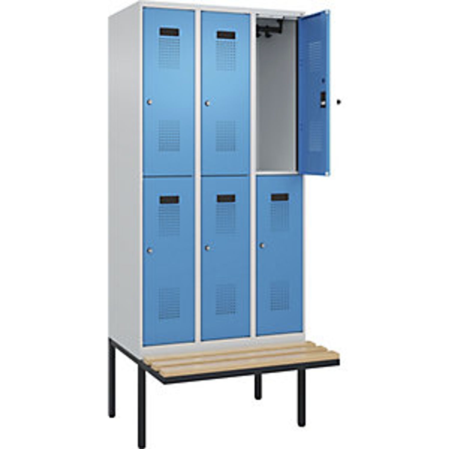 EUROKRAFTpro Evolo Plus Bench Seat Double Deck Clothes Locker 3 Compartments Lig