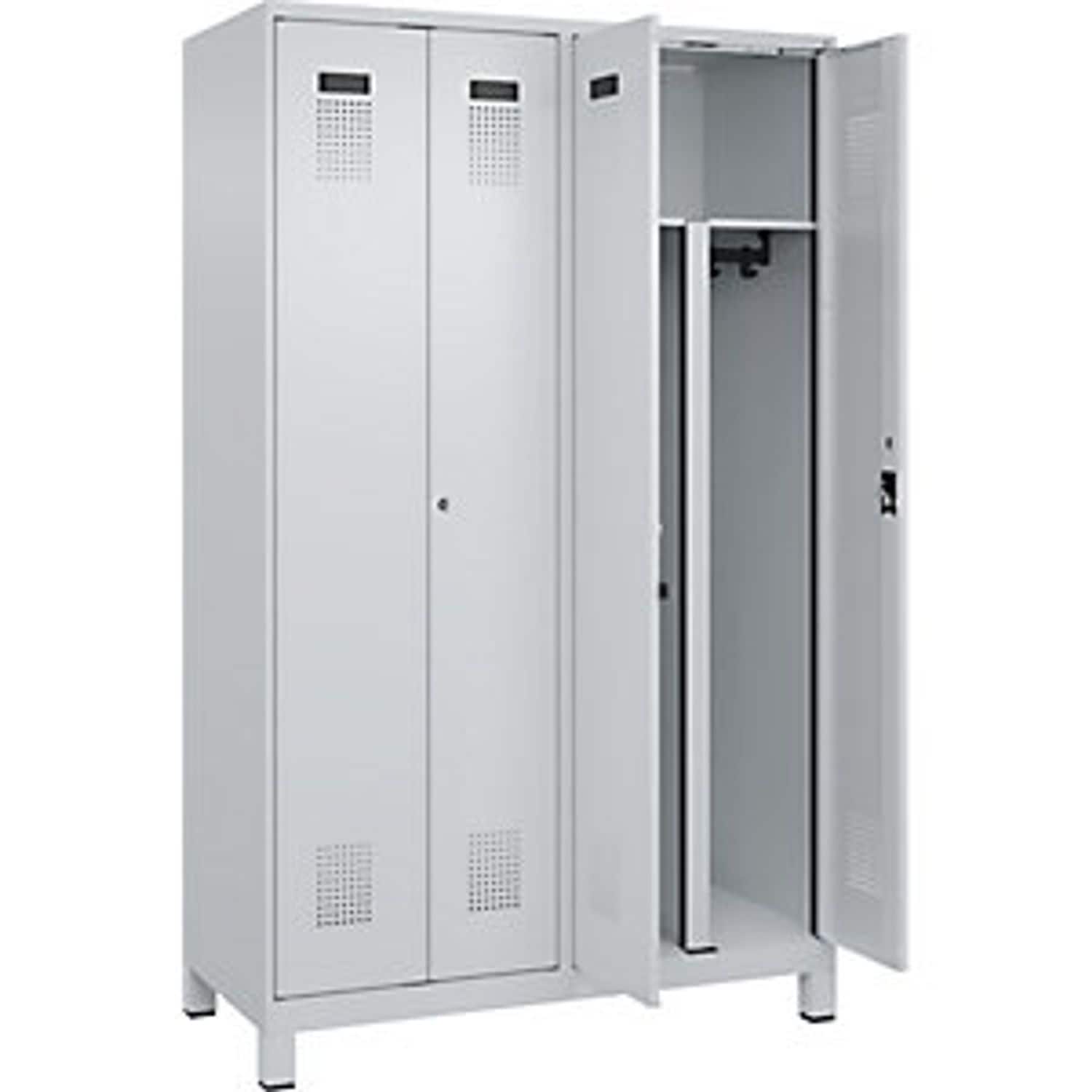 EUROKRAFTpro Evolo Plus Double Deck Clothes Locker 3 Compartments Light Grey/gen
