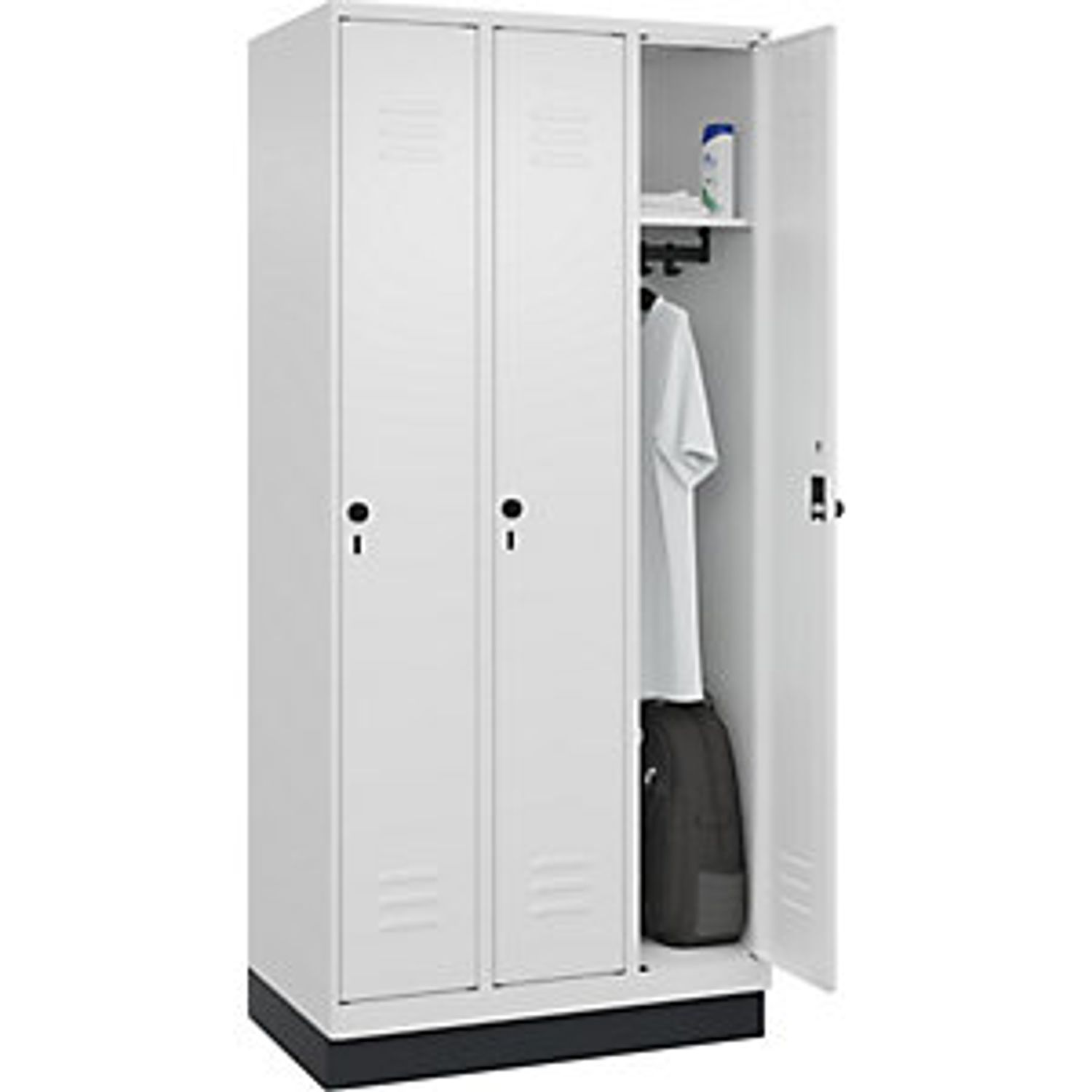 EUROKRAFTpro Classic Plus Clothes Locker 3 Compartments Traffic White W 900mm wi