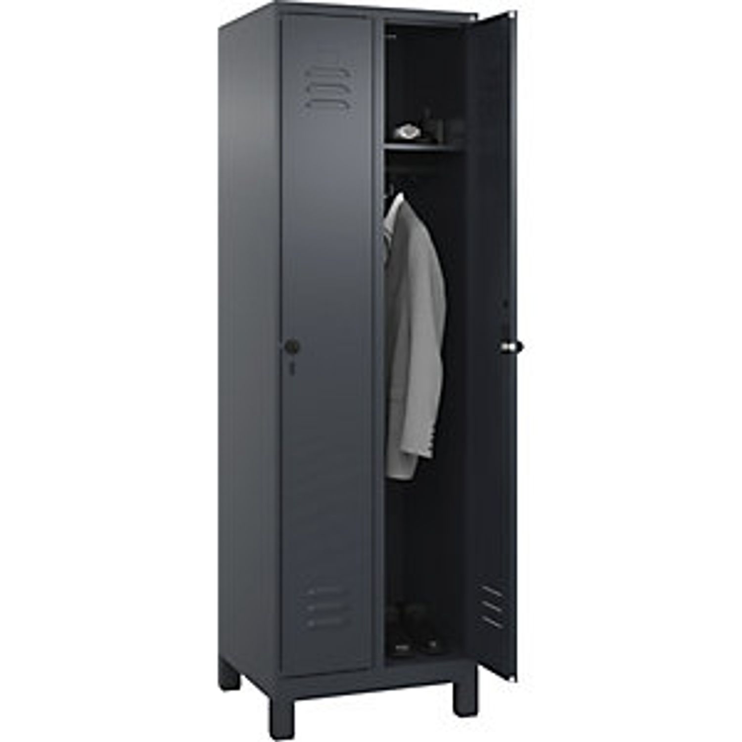 EUROKRAFTpro Classic Plus Double Deck Clothes Locker 2 Compartments Light Grey/l