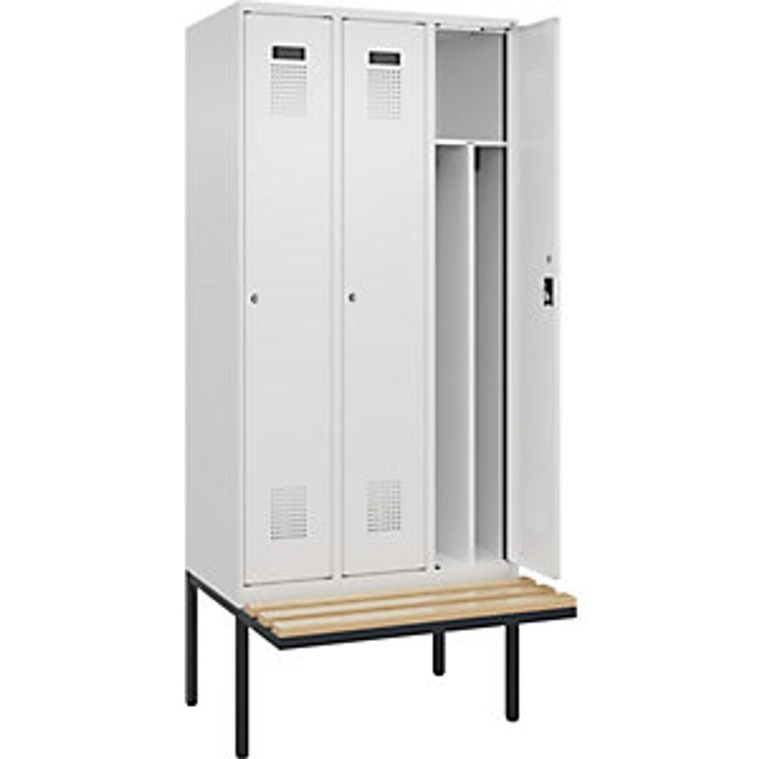 EUROKRAFTpro Evolo Plus Bench Seat Locker 3 Compartments Grey W 900mm Cylinder L