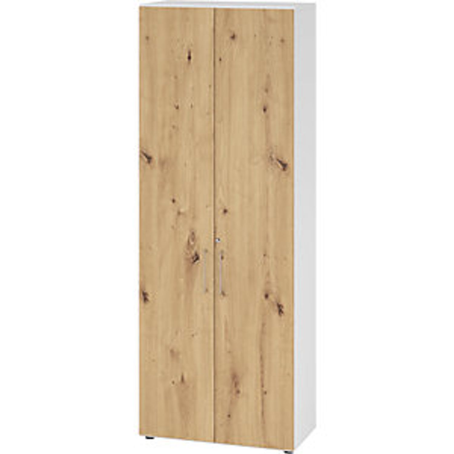 EUROKRAFTpro Office Cupboard 5 Shelves 6 File Heights White/knotty Oak
