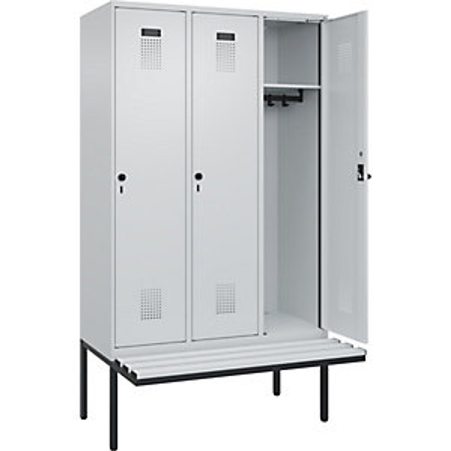 EUROKRAFTpro Evolo Plus Locker 2 Compartments Light Grey/light Blue W 600mm with