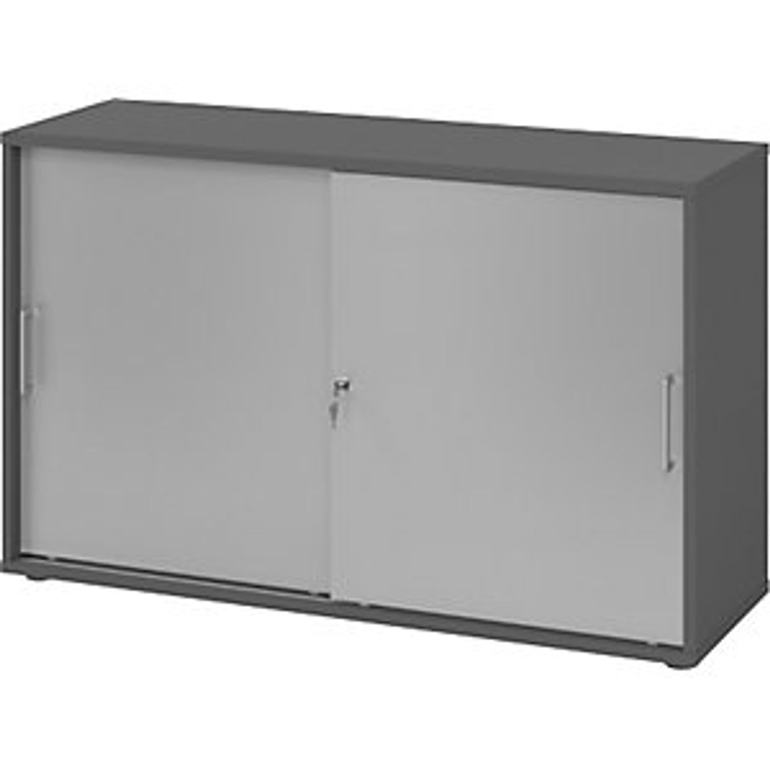EUROKRAFTpro Sliding Door Cupboard Height 748mm 1 Shelf Graphite/aluminium Silve