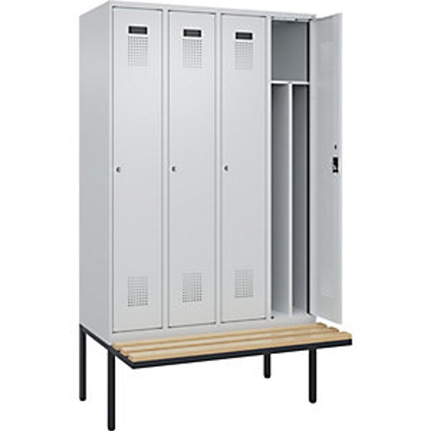 EUROKRAFTpro Evolo Plus Bench Seat Double Deck Clothes Locker 4 Compartments Whi