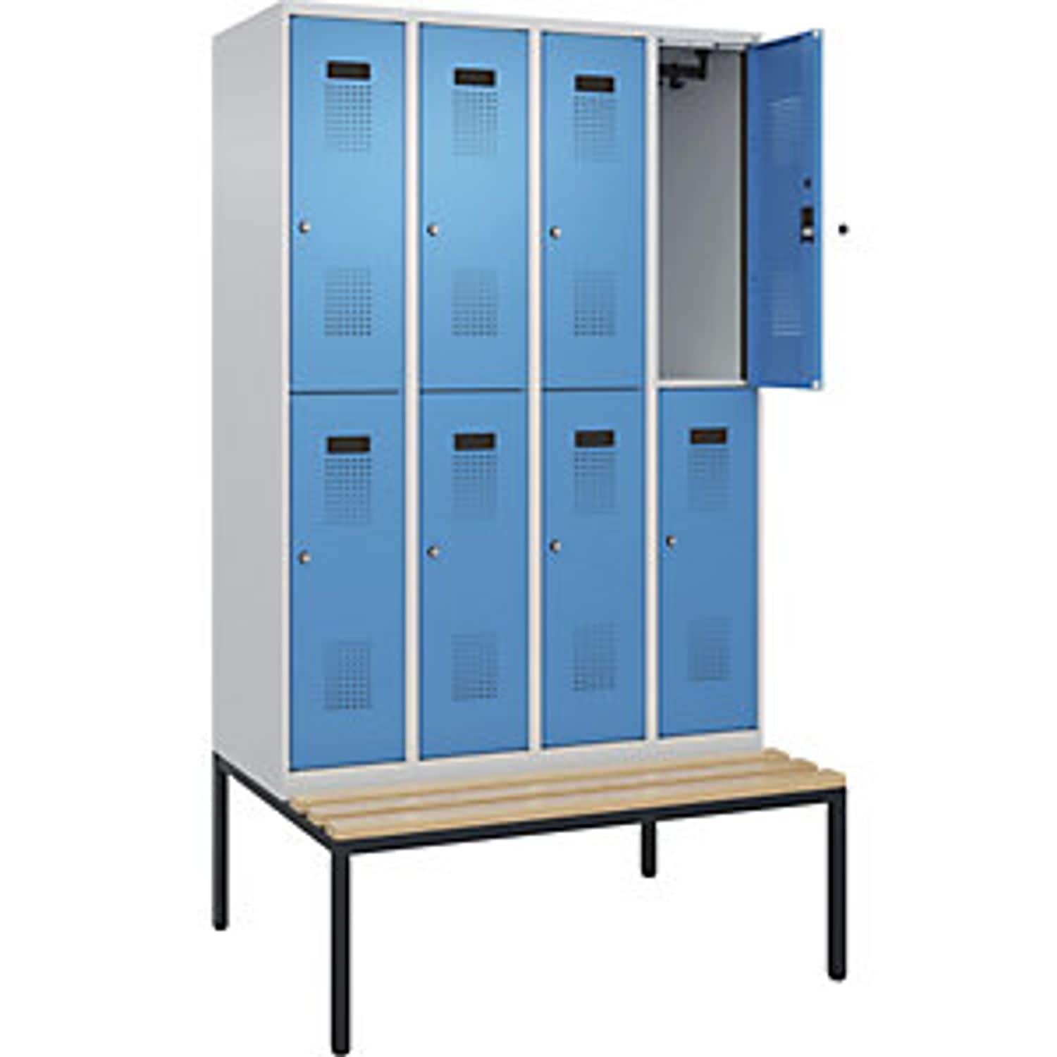 EUROKRAFTpro Evolo Plus Bench Seat Locker 3 Compartments Grey W 900mm Cylinder L