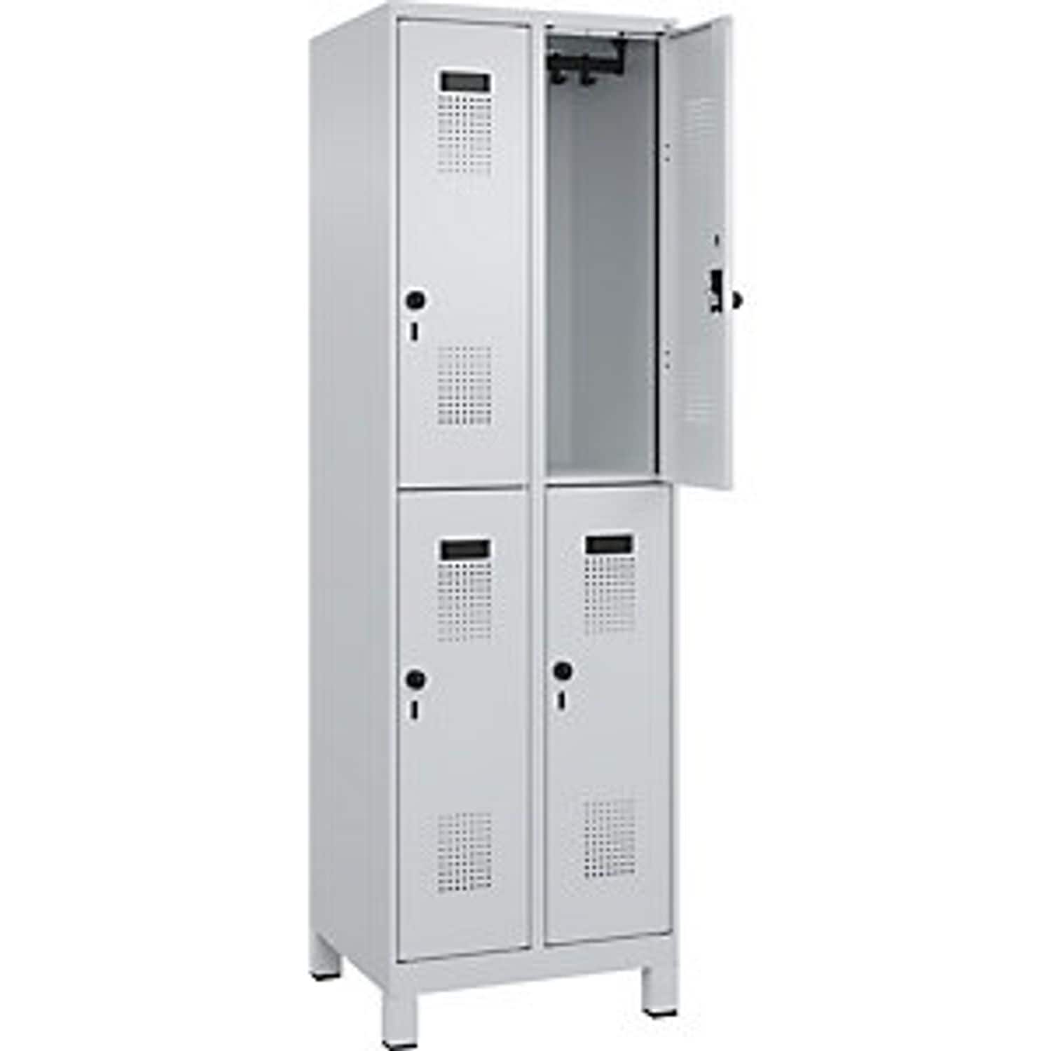 EUROKRAFTpro Evolo Plus Bench Seat Locker 3 Compartments Light Grey/gentian Blue