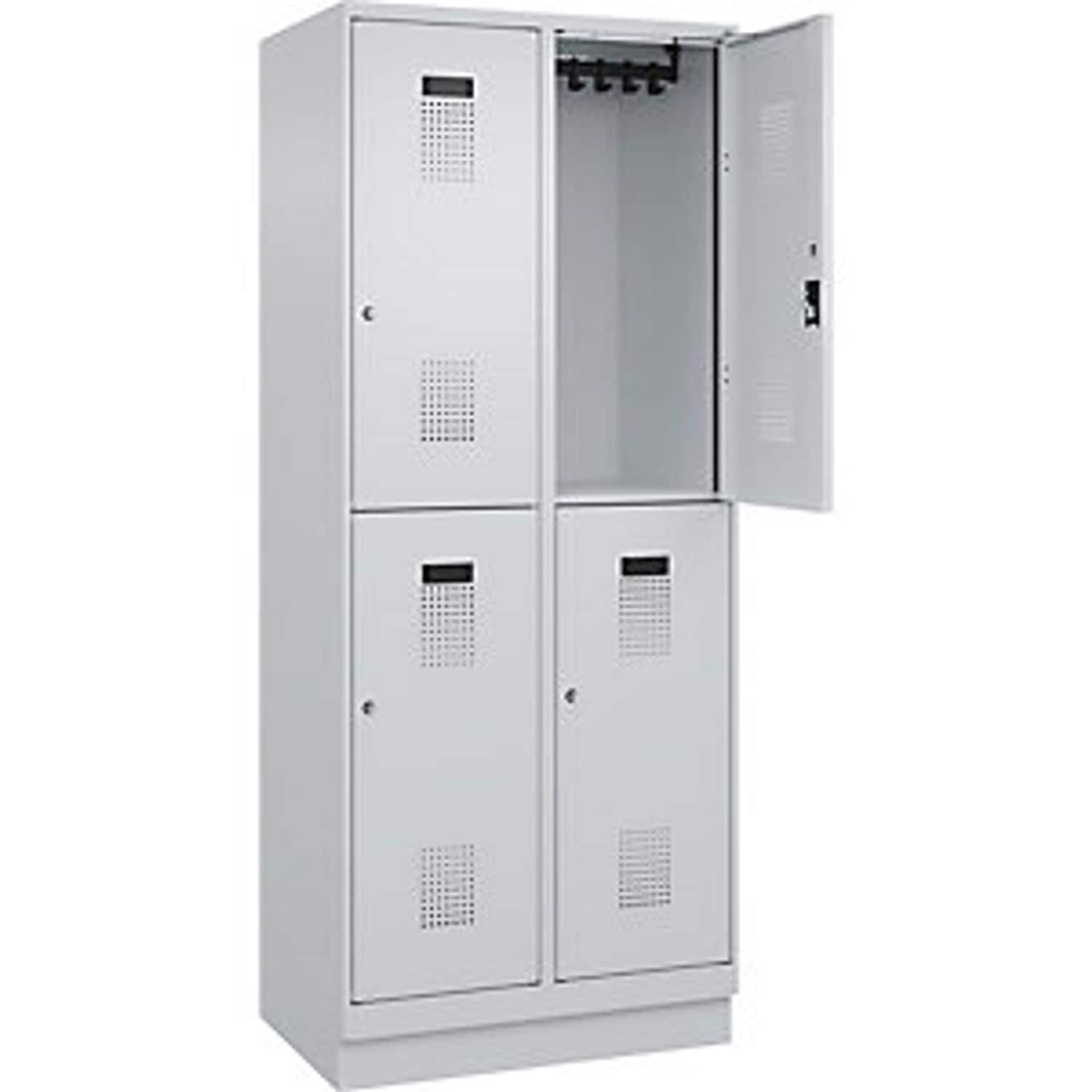EUROKRAFTpro Evolo Plus Bench Seat Double Deck Clothes Locker 2 Compartments Gre