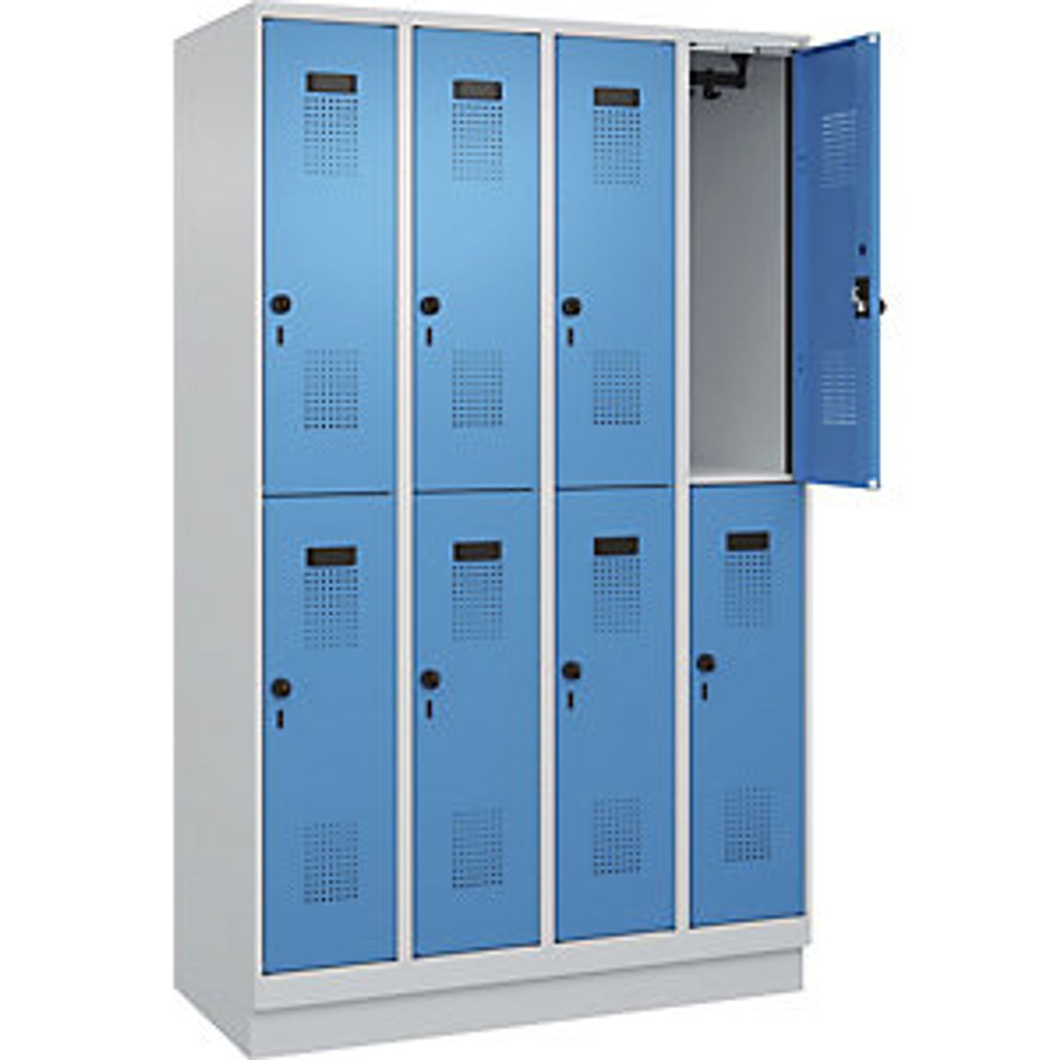 EUROKRAFTpro Evolo Plus Bench Seat Double Deck Clothes Locker 3 Compartments Gre