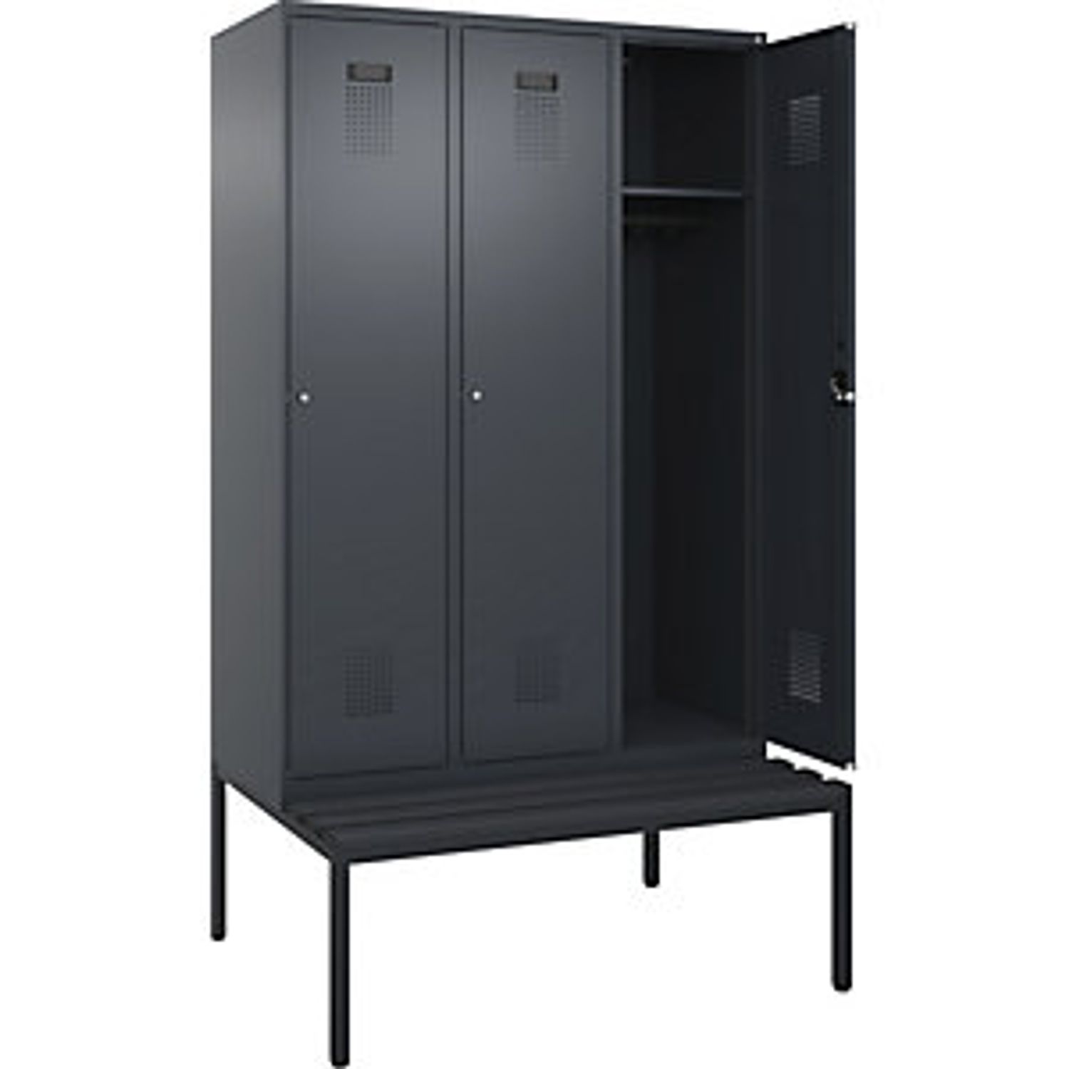EUROKRAFTpro Evolo Plus Locker 2 Compartments Light Grey/gentian Blue W 600mm wi