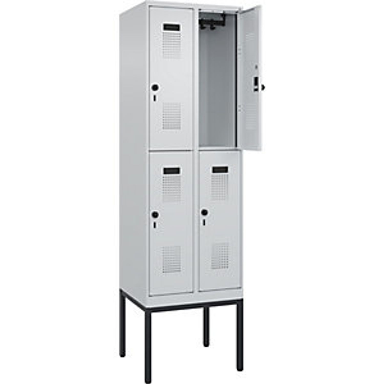 EUROKRAFTpro Evolo Plus Locker 2 Compartments Light Grey/light Blue W 600mm with