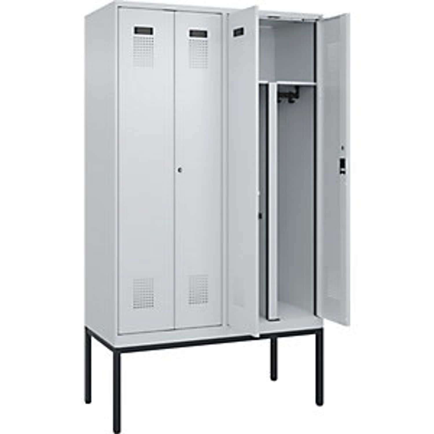 EUROKRAFTpro Evolo Plus Bench Seat Double Deck Clothes Locker 3 Compartments Gre
