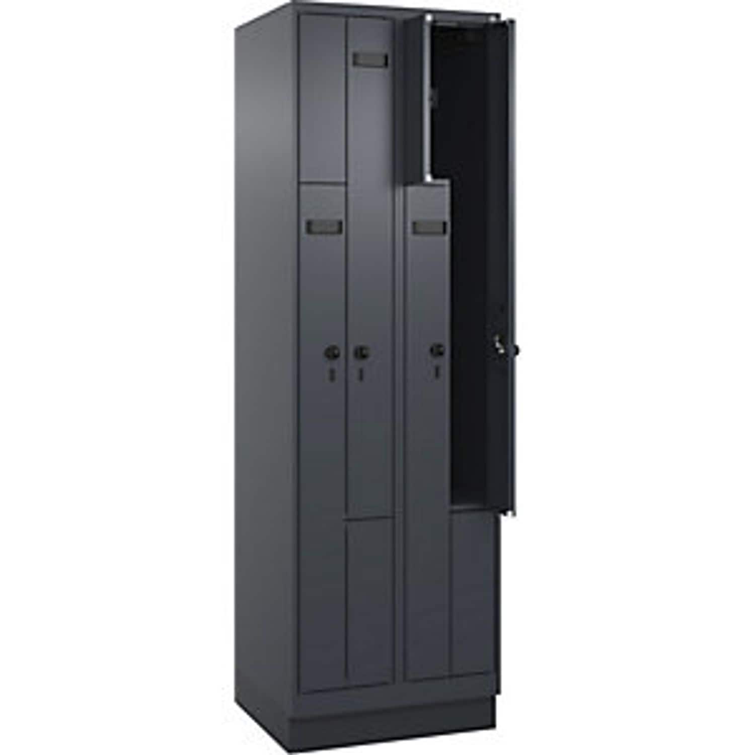 EUROKRAFTpro Evolo Plus Z-locker 2 Compartments Grey W 600mm 4 Compartments with