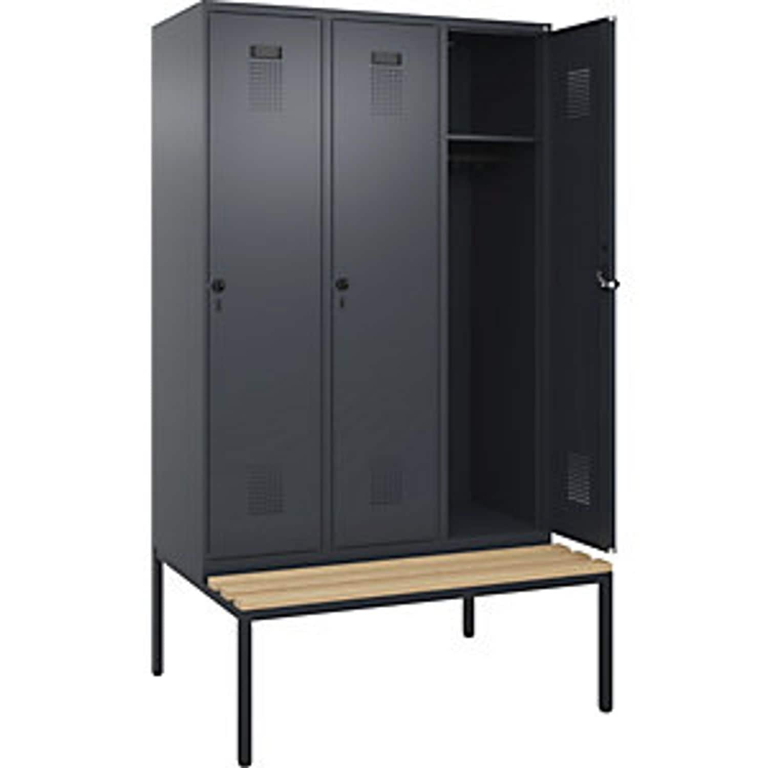 EUROKRAFTpro Evolo Plus Clean and Dirty Bench Seat Clothes Locker 2 Compartments