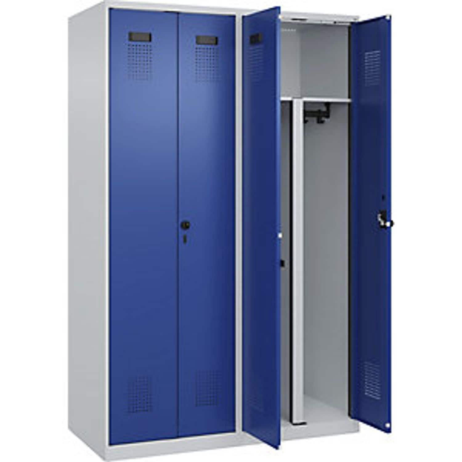 EUROKRAFTpro Evolo Plus Double Deck Clothes Locker 3 Compartments Light Grey W 9