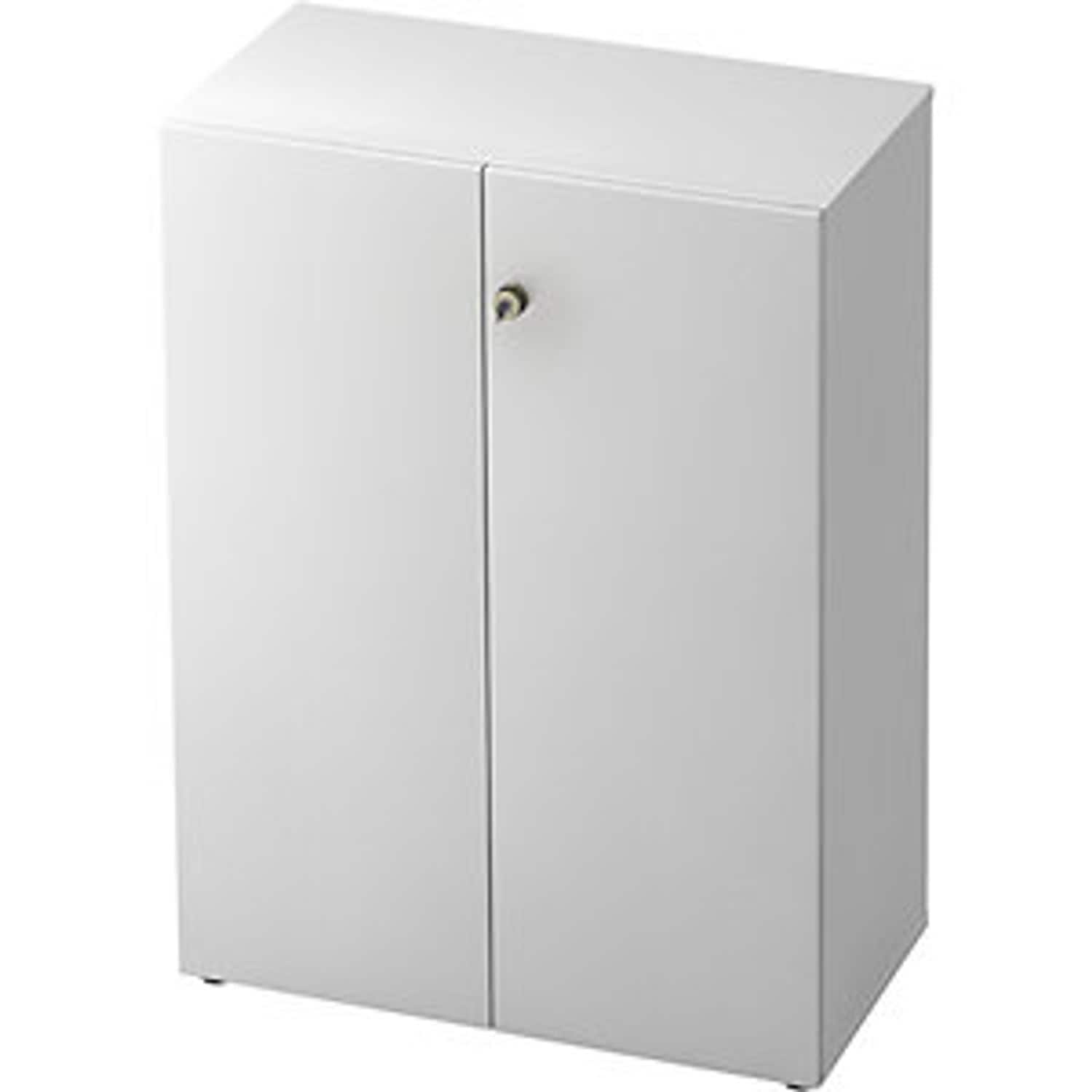 EUROKRAFTpro Filing Cupboard Hinged Doors 2 Shelves White/white