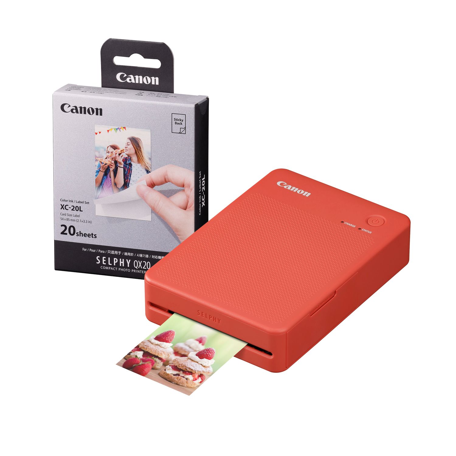 Canon Selphy QX20 Instant Photo Printer - Terracotta Red - Printer + 20 Shot Pac