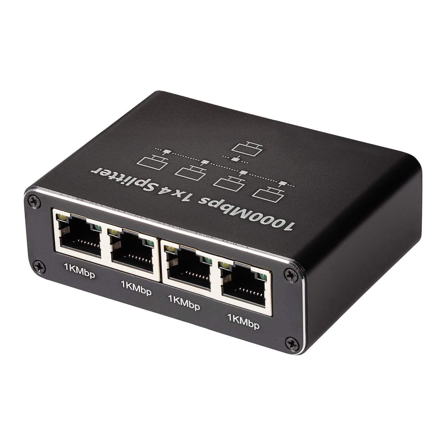 Maplin RJ45 Splitter Ethernet Lan Adapter 1 Port In 4 Ports Out 1000Mbps - Black