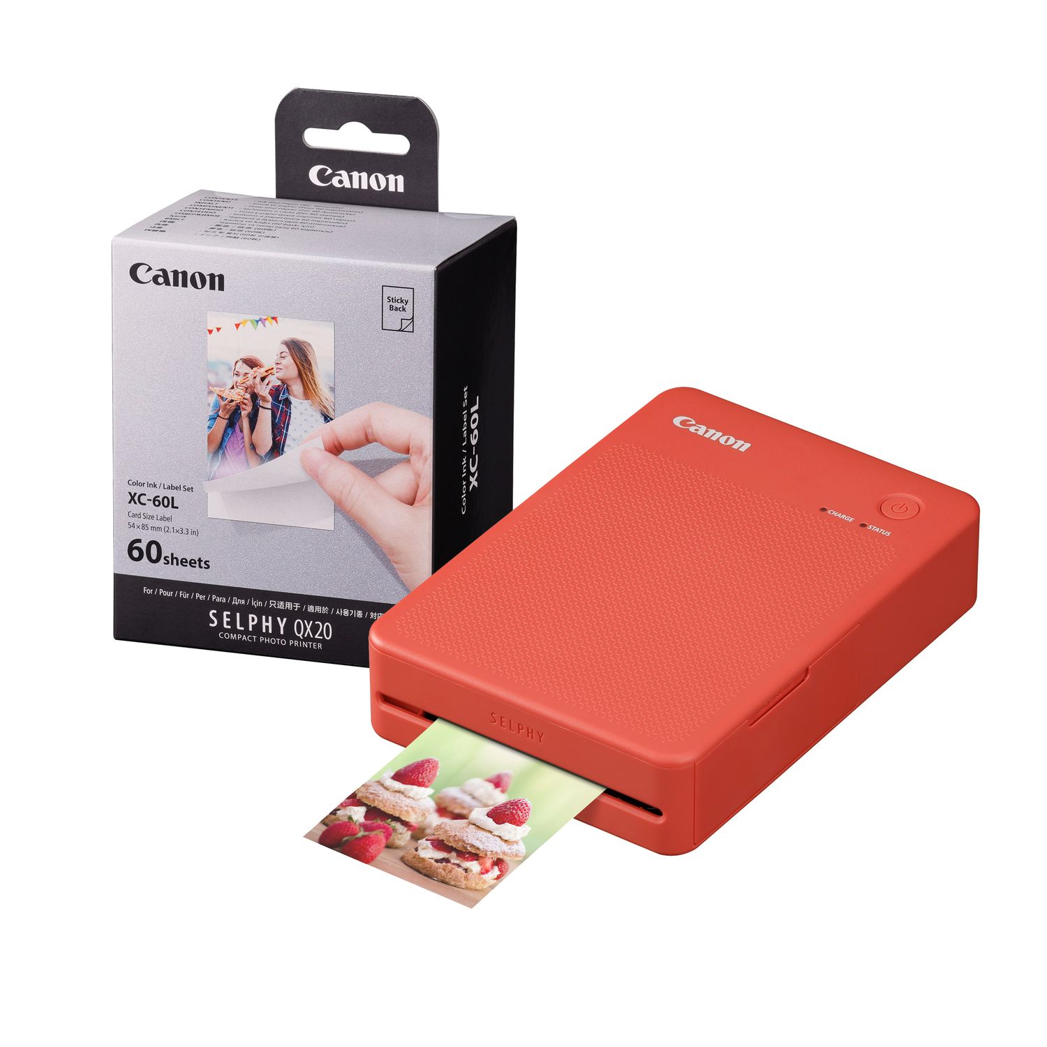 Canon Selphy QX20 Instant Photo Printer - Terracotta Red - Printer + 60 Shot Pac