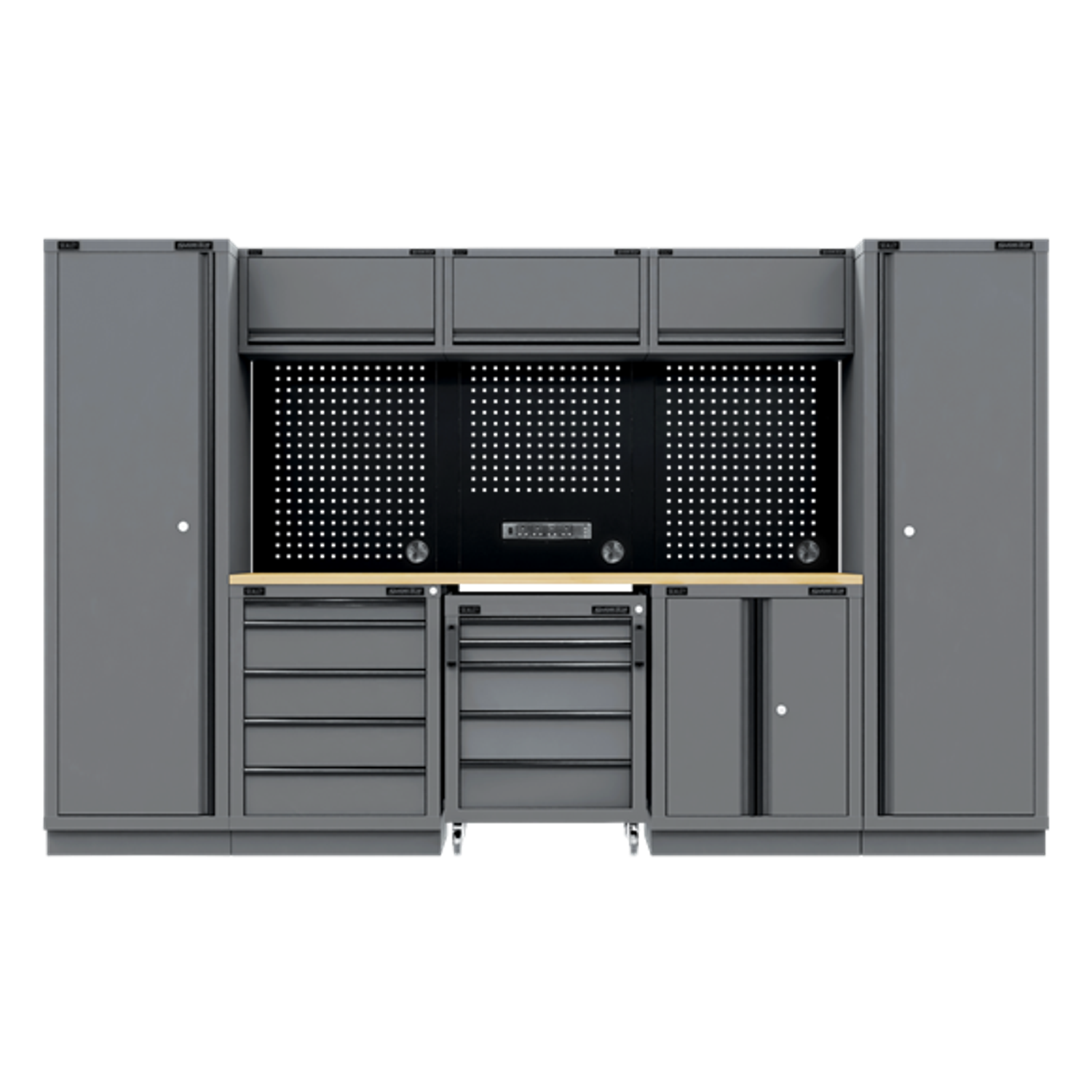 Superline Pro Black Edition Storage System with Rubber Wood Worktop 3.24m