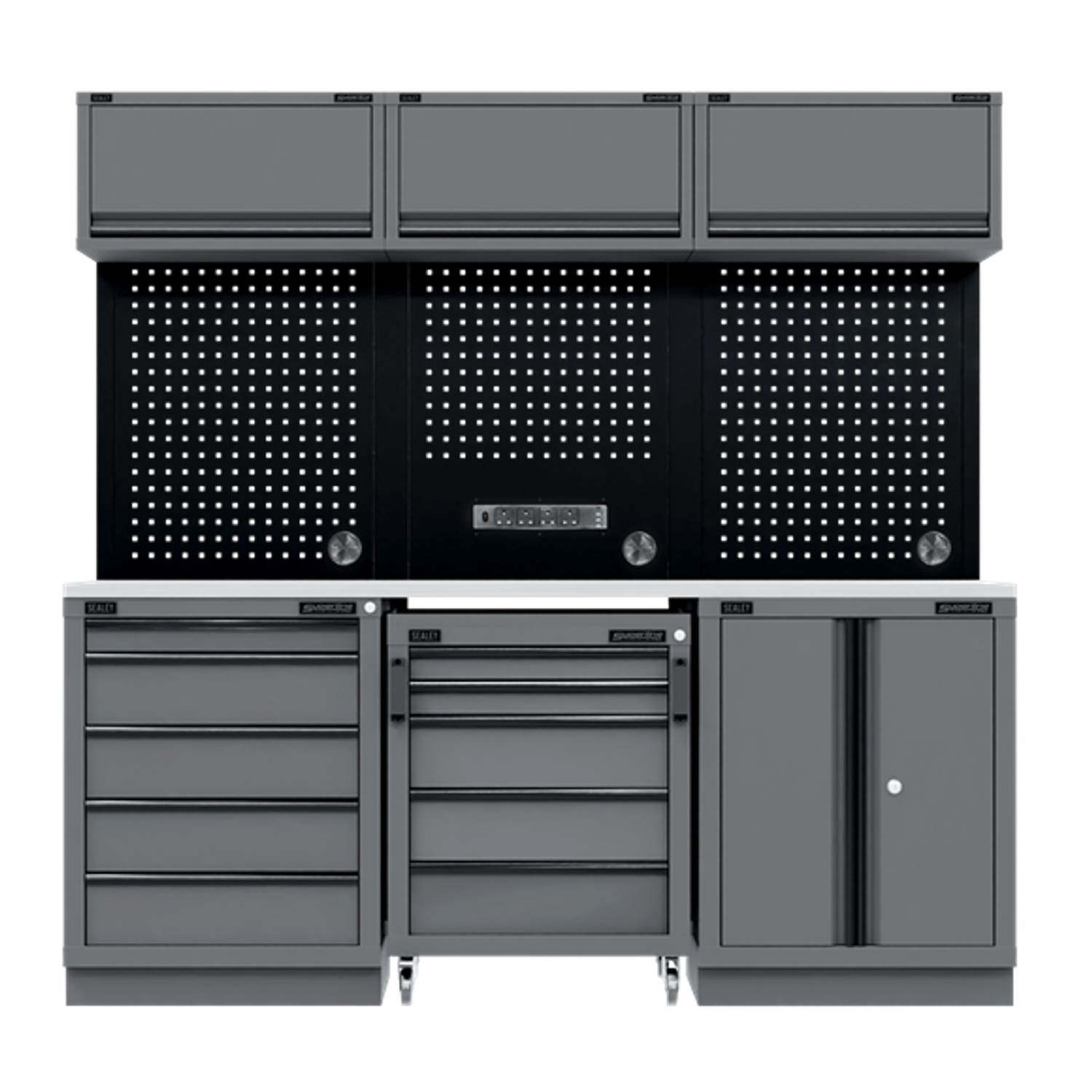 Superline Pro Black Edition Storage System with Stainless Worktop 2.04m APMSBEST
