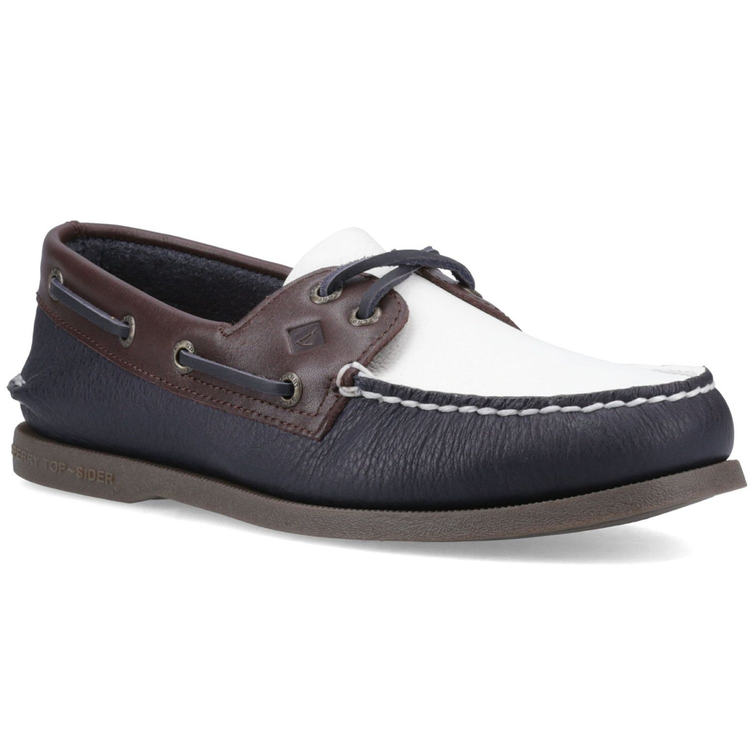 Sperry Authentic Original Navy/White/Brown Boat Shoes for Male - Size 7