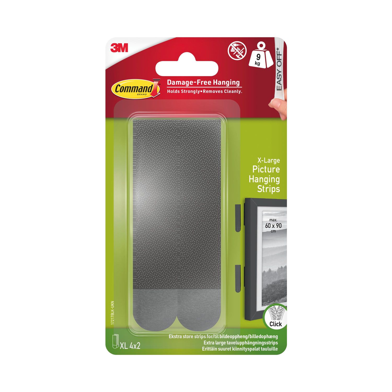 Command Black Picture Hanging Strips Heavy Weight - Size XL (Pack of 8)