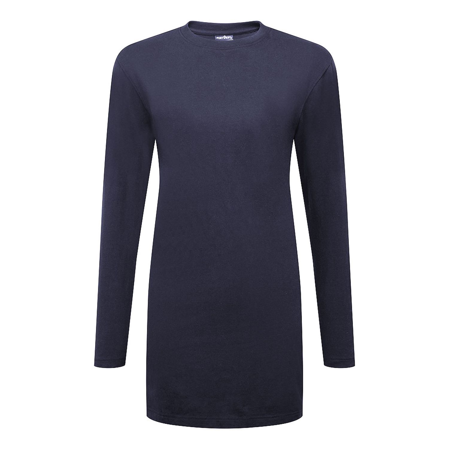 Portwest Women's Cotton Relaxed Fit Long Sleeves Navy T-Shirts - Size XS/Regular