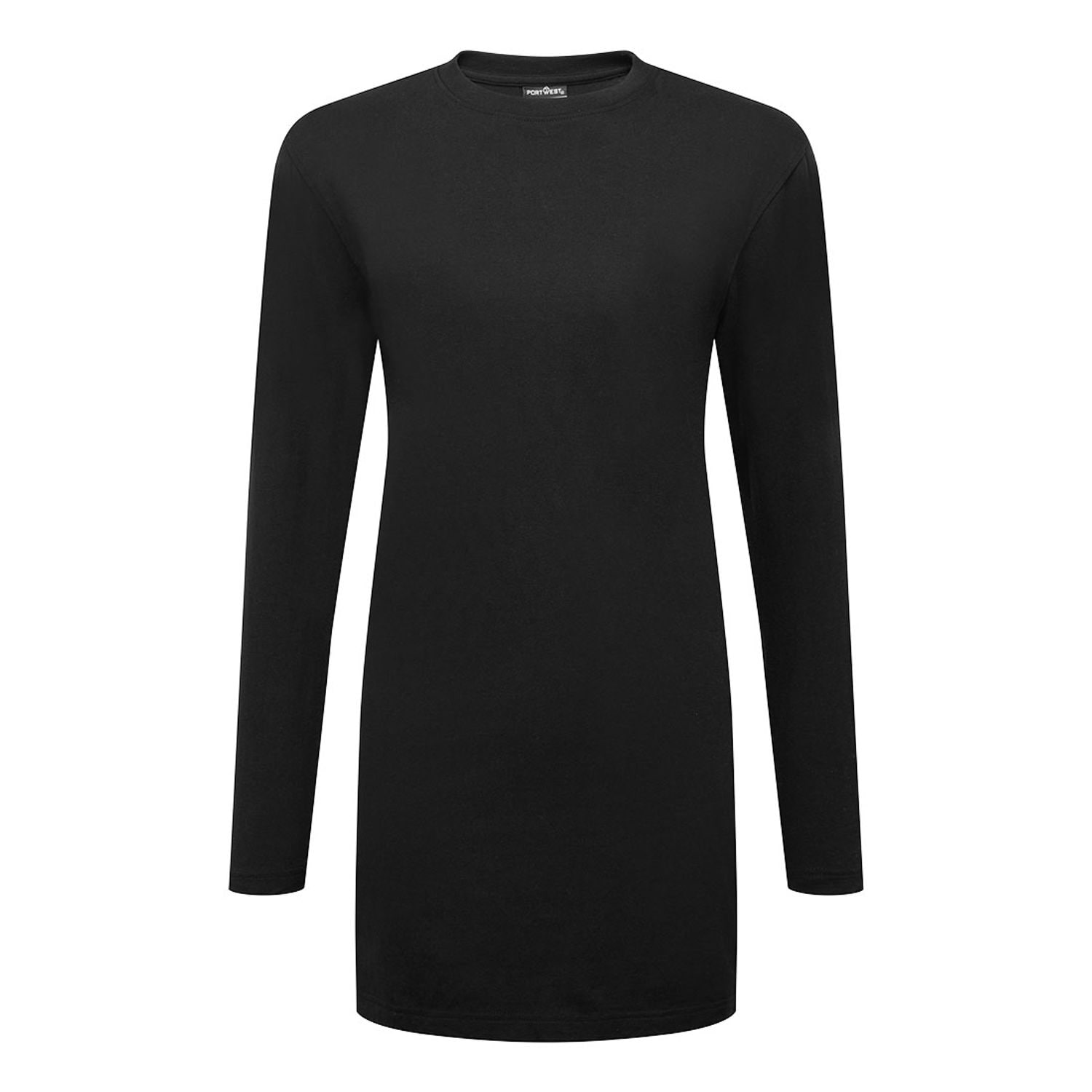 Portwest Women's Cotton Relaxed Fit Long Sleeves Black T-Shirts - Size Large/Reg