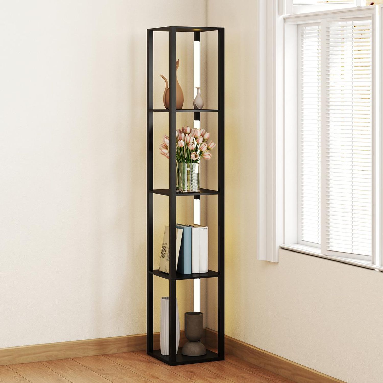 HOMCOM Floor Lamp for Living Room, Standing Lamp with Foot Switch - Black - B31-