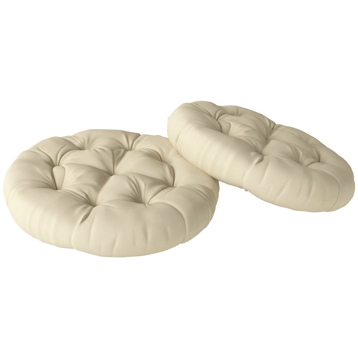 Outsunny Outdoor Seat Cushions Set of 2, Tufted Round Chair Pads - Beige