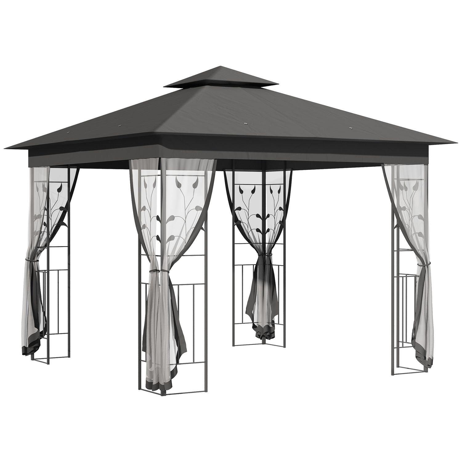 Outsunny 3 x 3 (m) Garden Gazebo Marquee Tent Canopy Shelter Pavilion - Grey