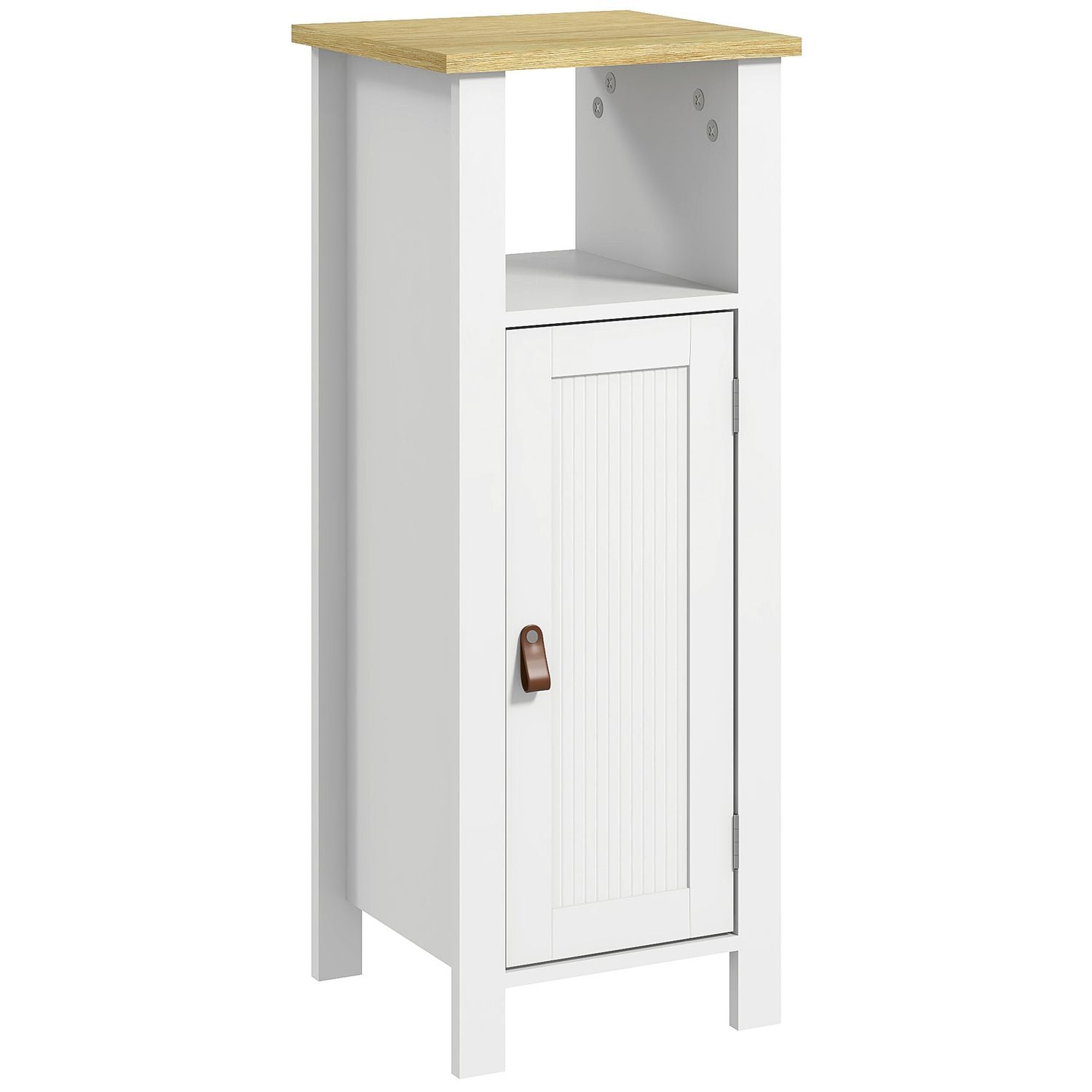 kleankin Slim Bathroom Storage Unit with Adjustable Shelf - White
