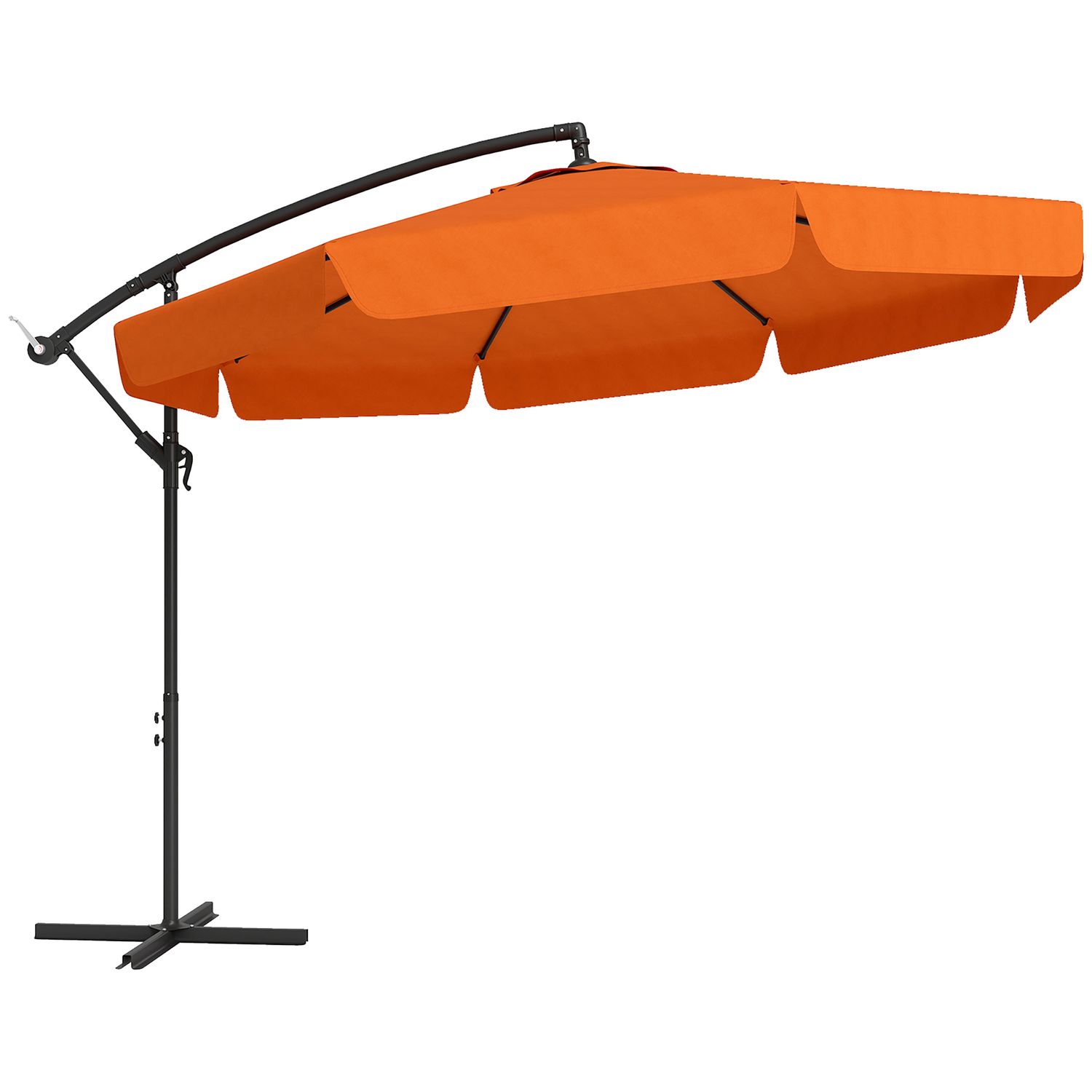 Outsunny 2.7m Garden Cantilever Banana Parasol Sun Shade w/Crank - Orange