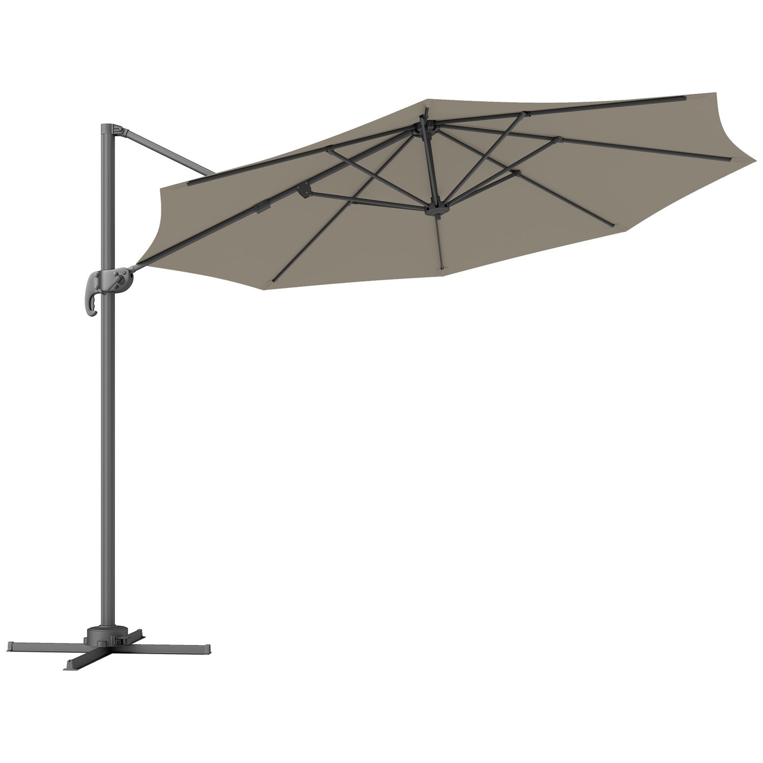 Outsunny 3 x 3 (m) Cantilever Parasol Garden Umbrella with Base Light Grey