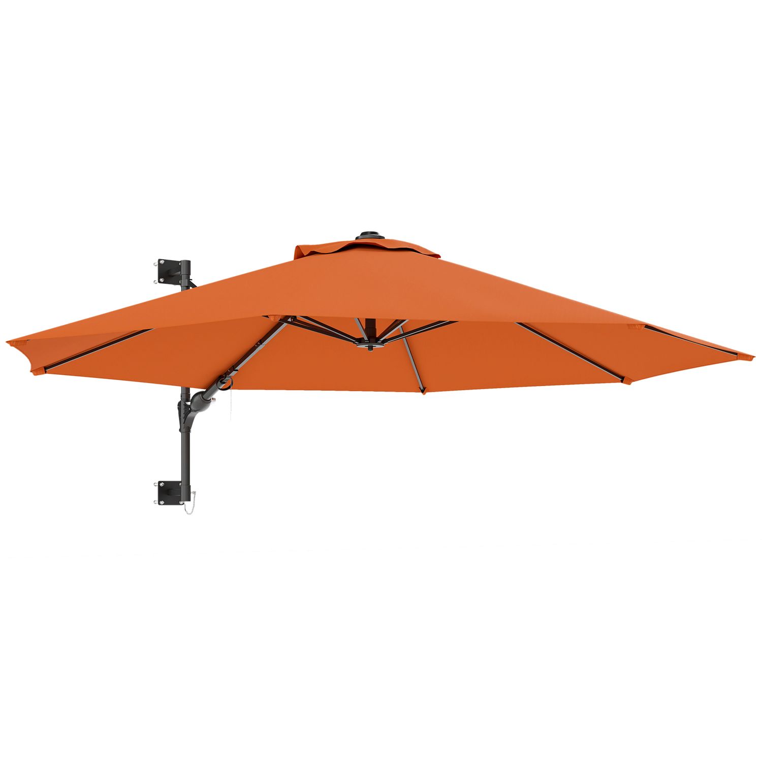 Outsunny Sun Parasol with Vent, Wall Umbrella for Patio, Garden - Orange