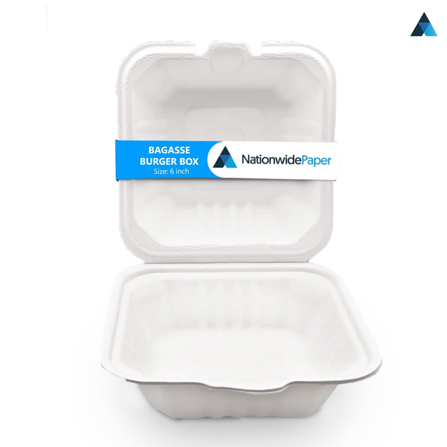 Nationwide Paper Pack of 50 Burger Boxes Takeaway Bagasse Sugarcane - you get 10